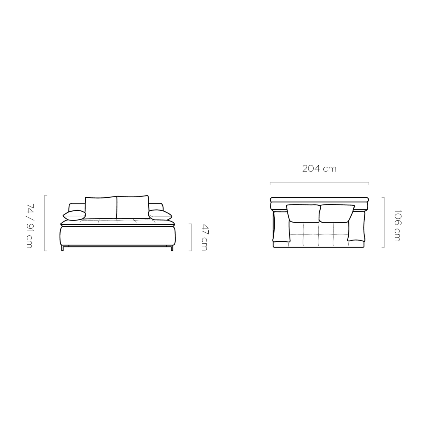 WERSAL Sofa Sweet - funkcja spania, pojemnik na pościel, poduchy