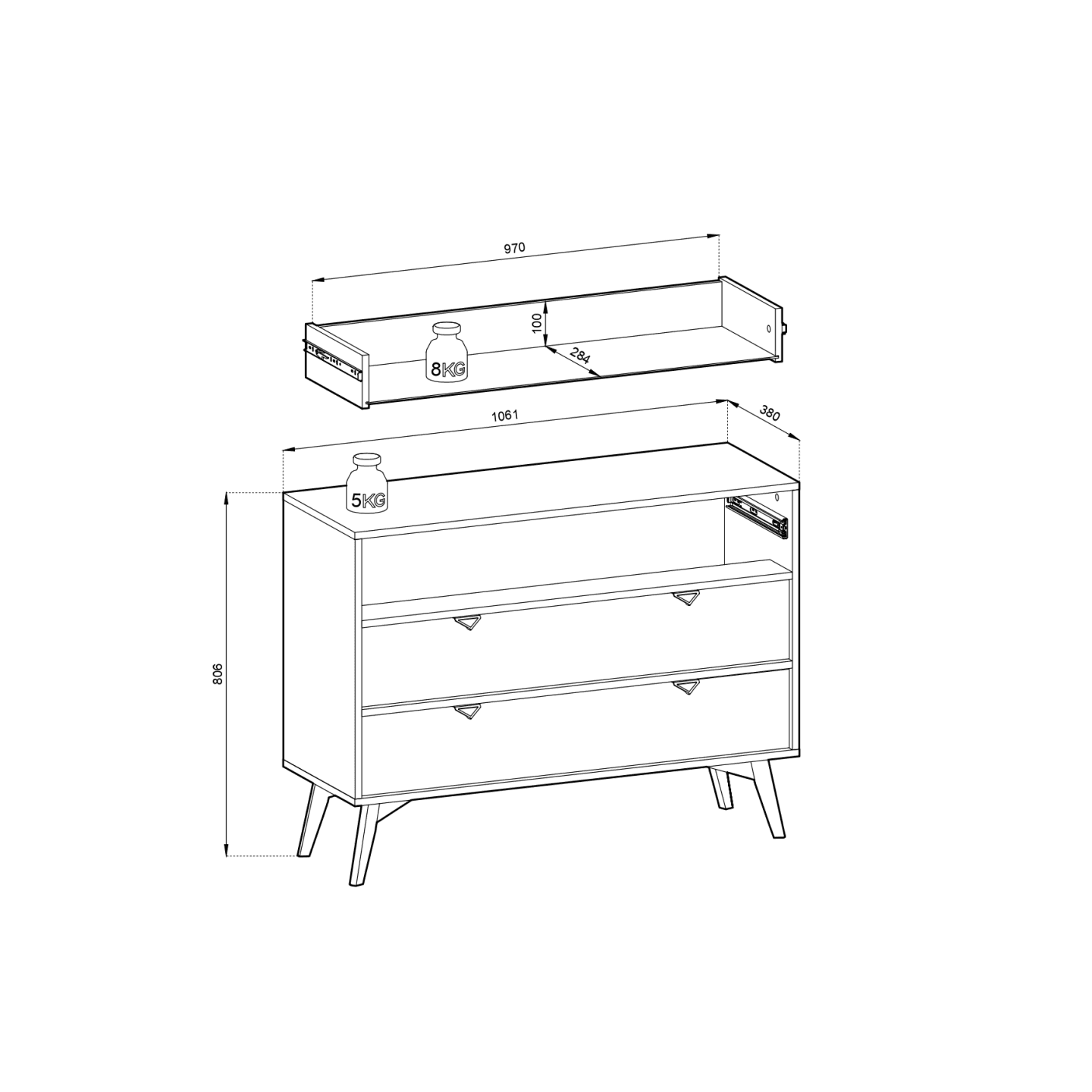Komoda GROVE 106 cm Beż
