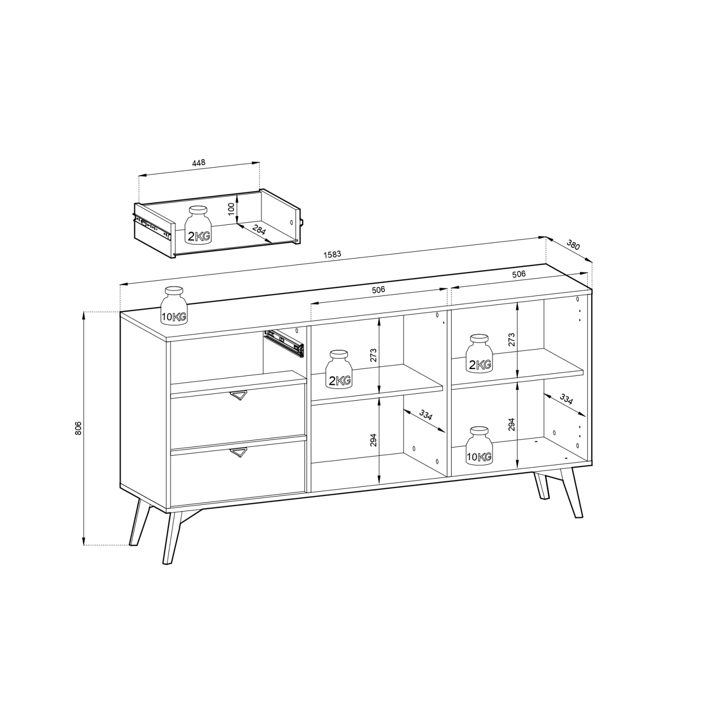 Komoda Grove 158 cm BEŻ