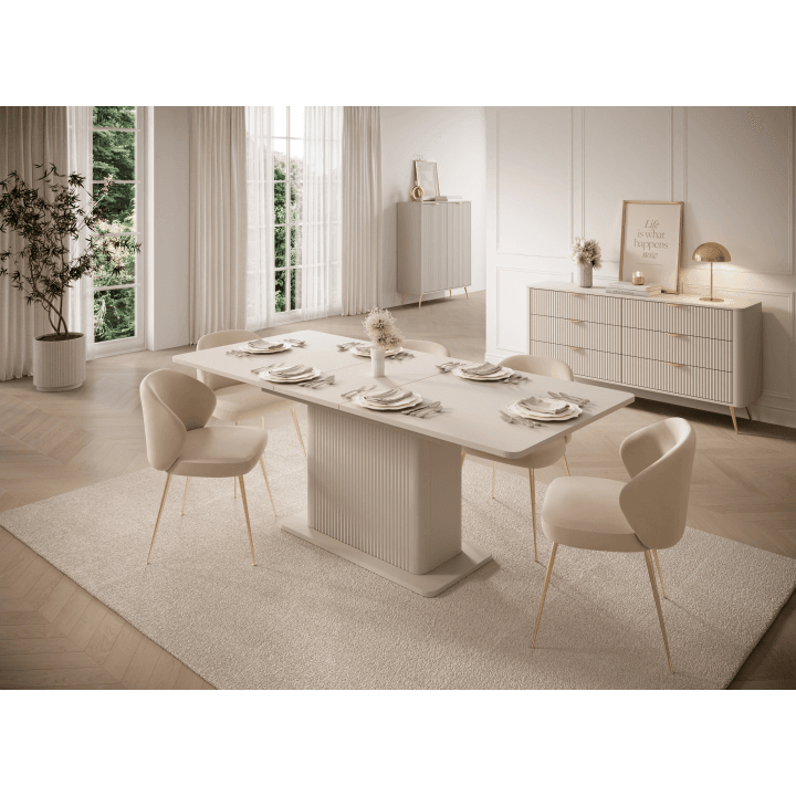 Rozkładany stół Verona 160-200 cm Beżowy - zdjęcie 2