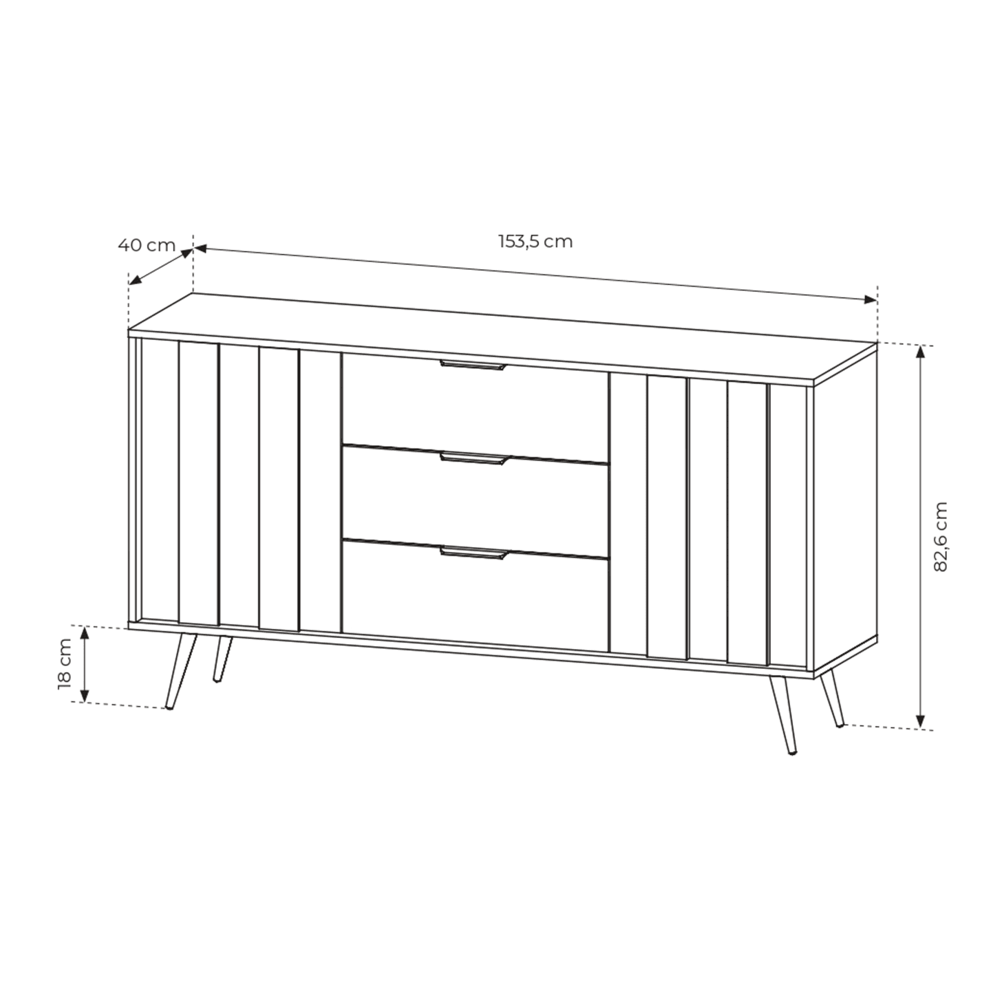 Komoda Novo 153 cm 3 szuflady Dąb Dunin