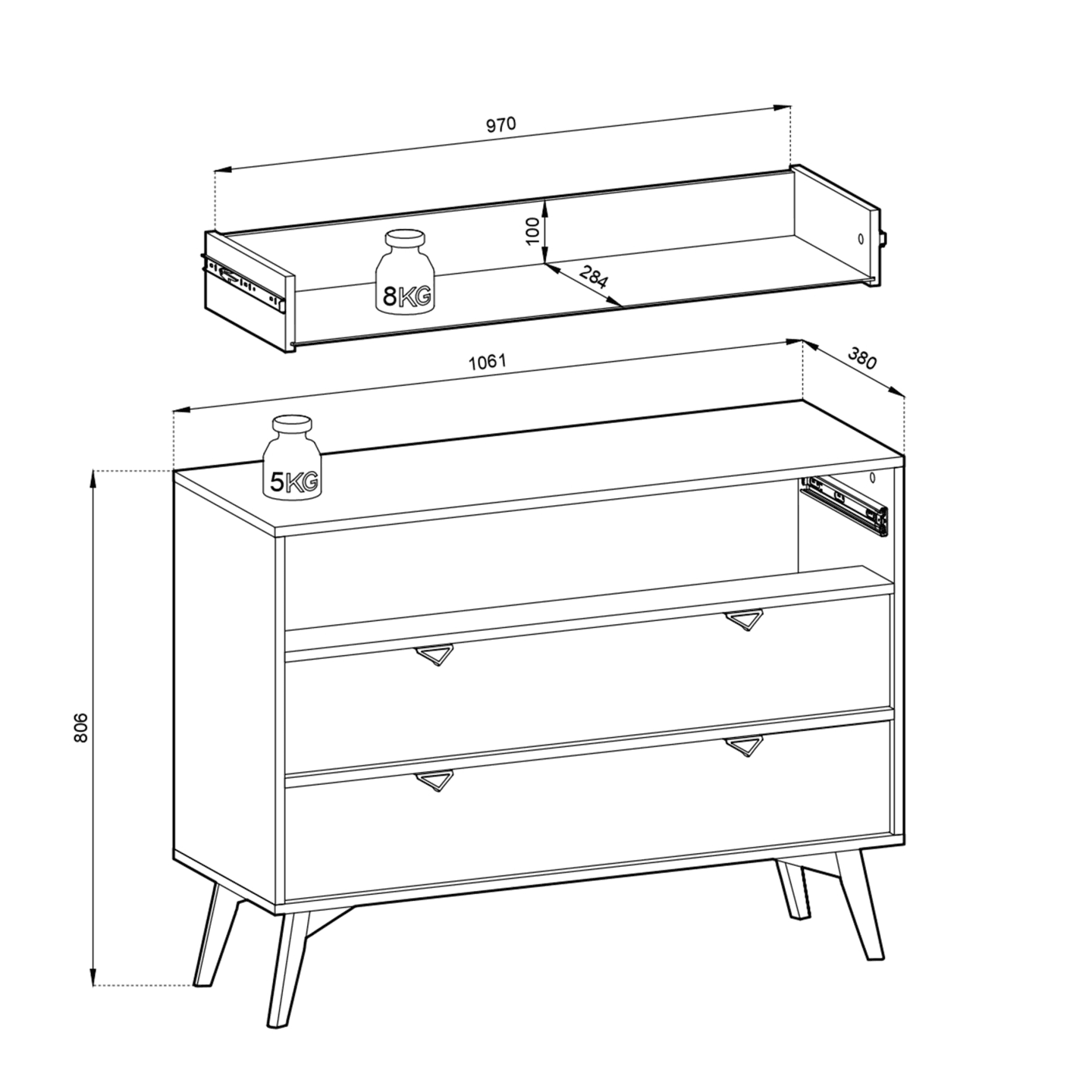 Komoda Grove 106 cm Eukaliptus