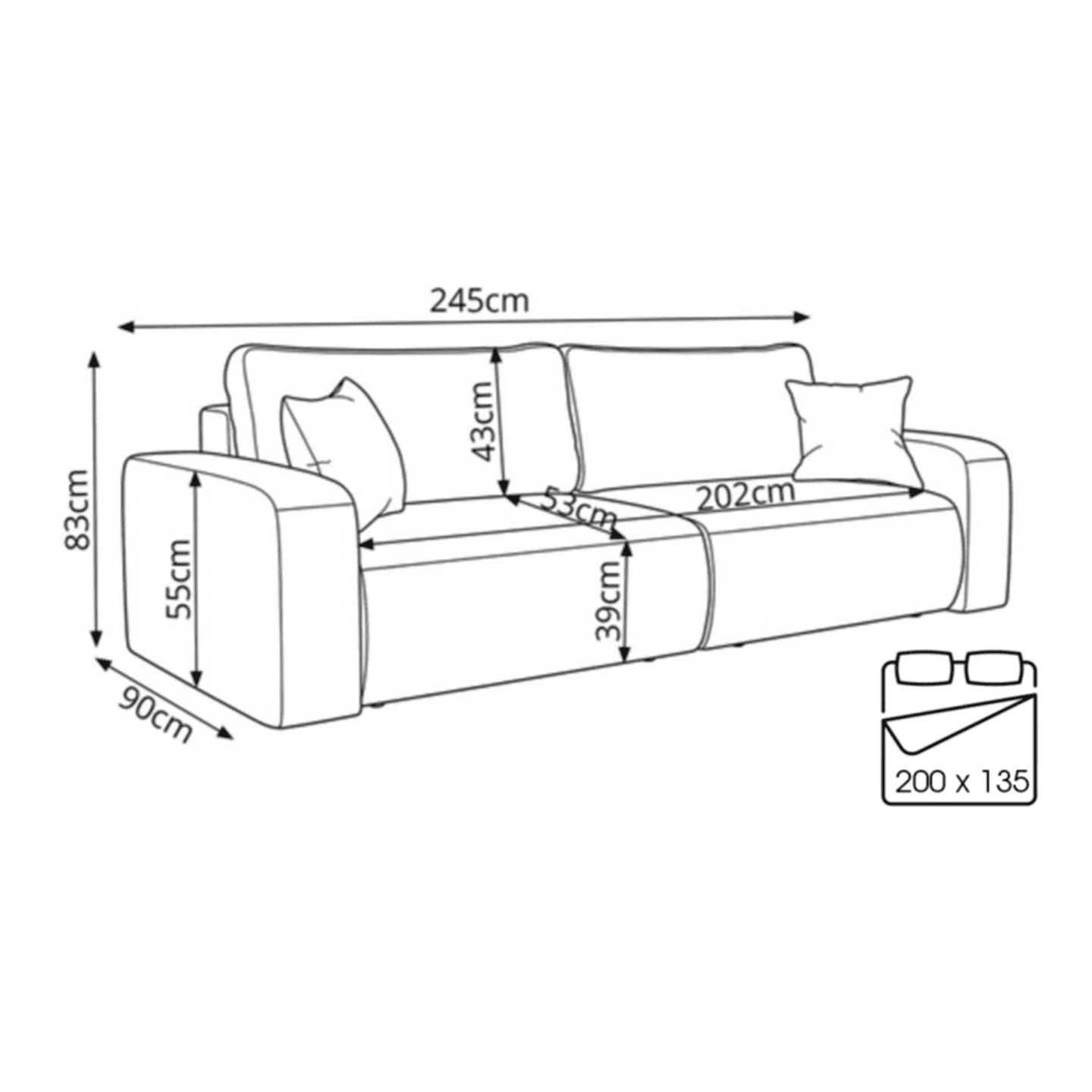 Rozkładana sofa Largo S z funkcją spania