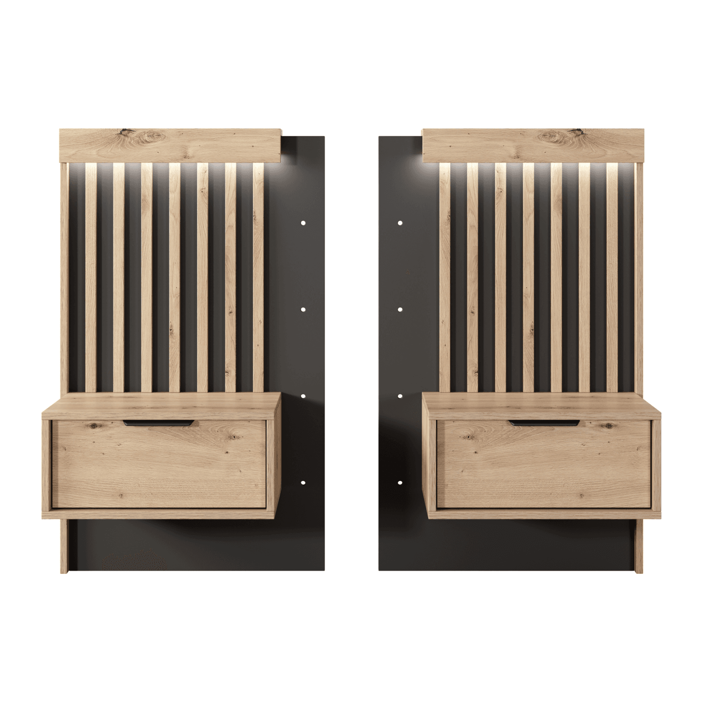 Stoliki nocne do łóżka Kler Dąb Artisan + Antracyt