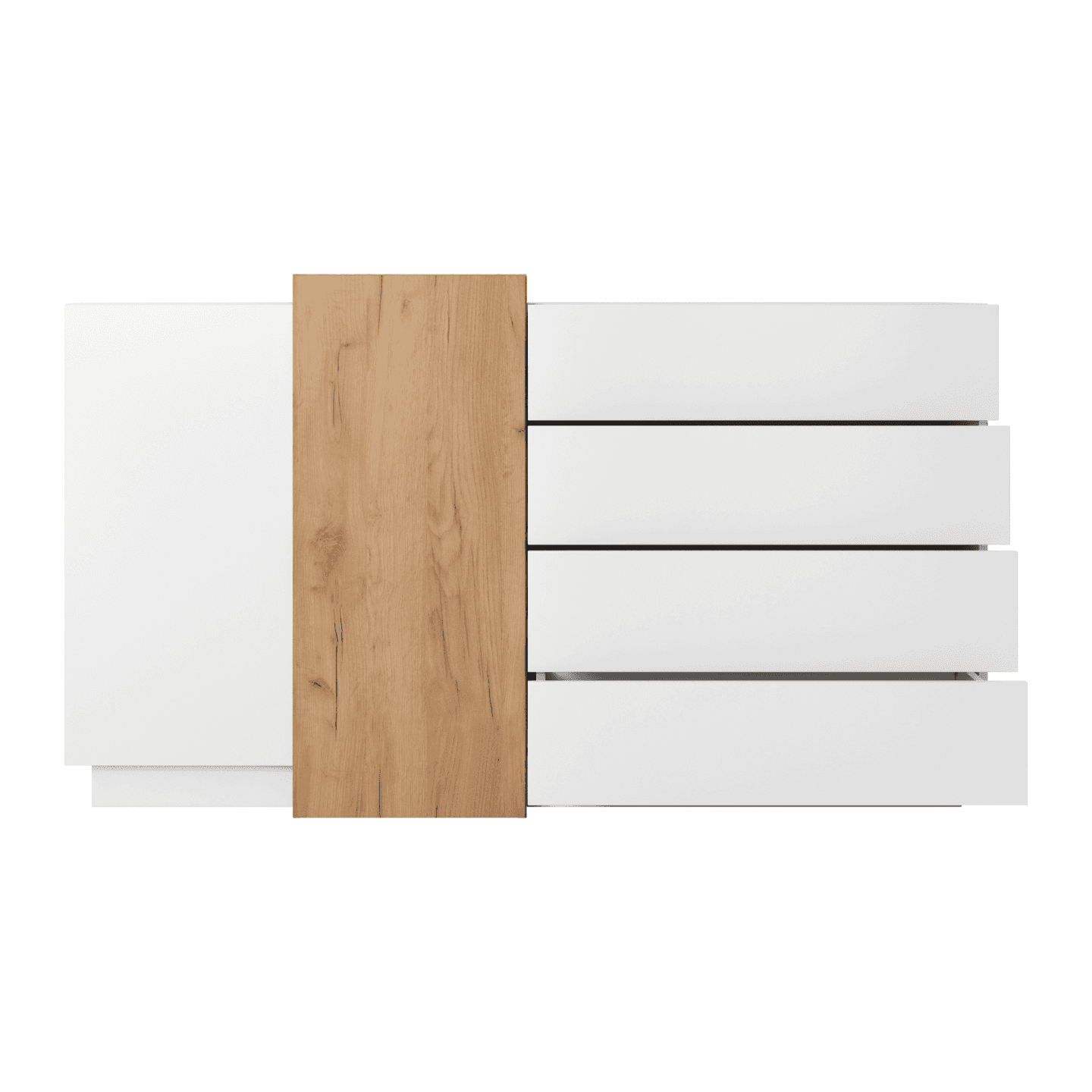Komoda Abi 160 cm 4 szuflady Biały + Dąb Kraft Złoty