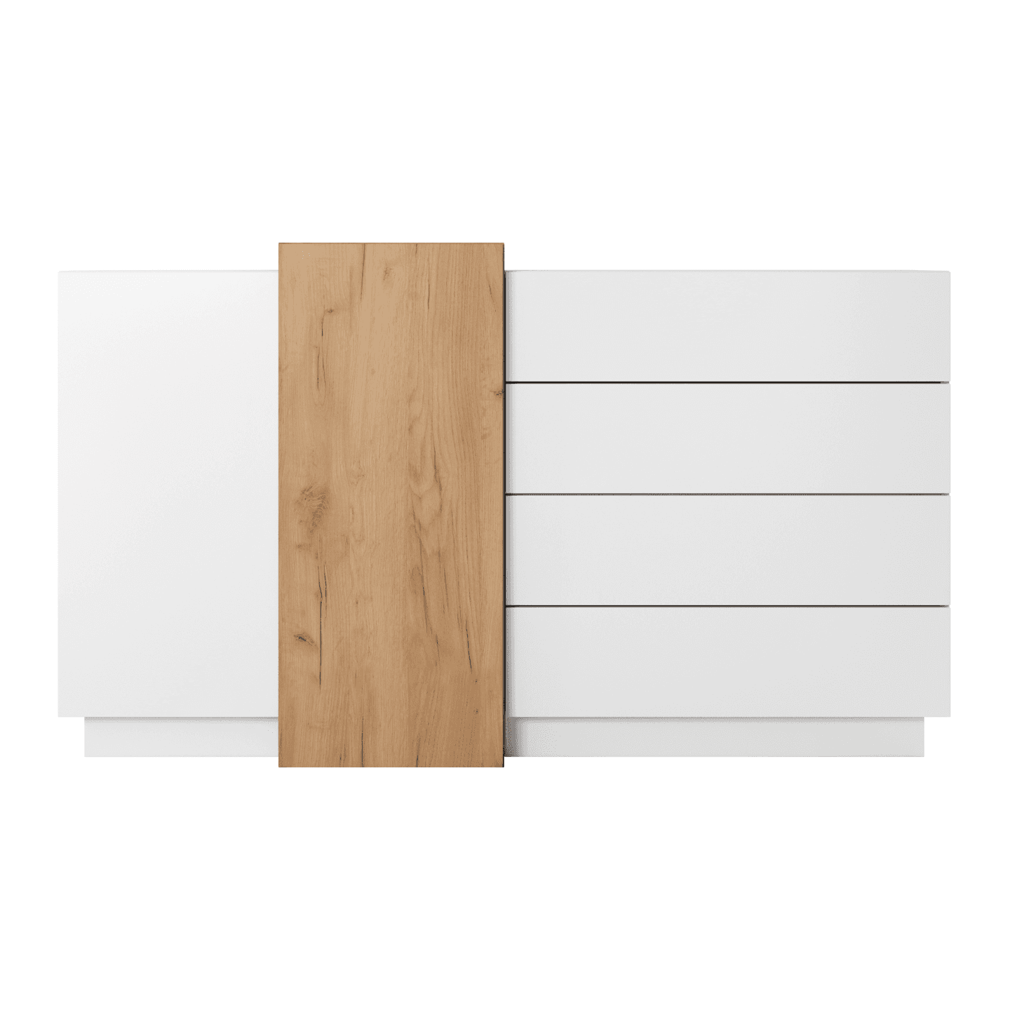 Komoda Abi 160 cm 4 szuflady Biały + Dąb Kraft Złoty