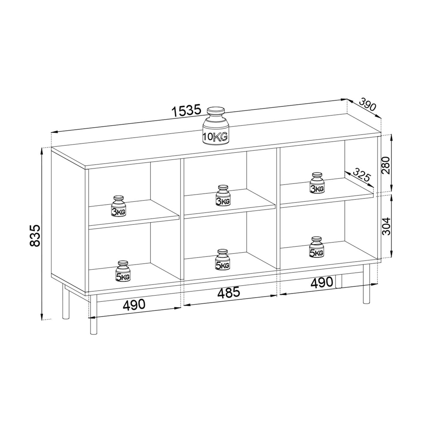 Komoda Amani 154 cm dąb linea