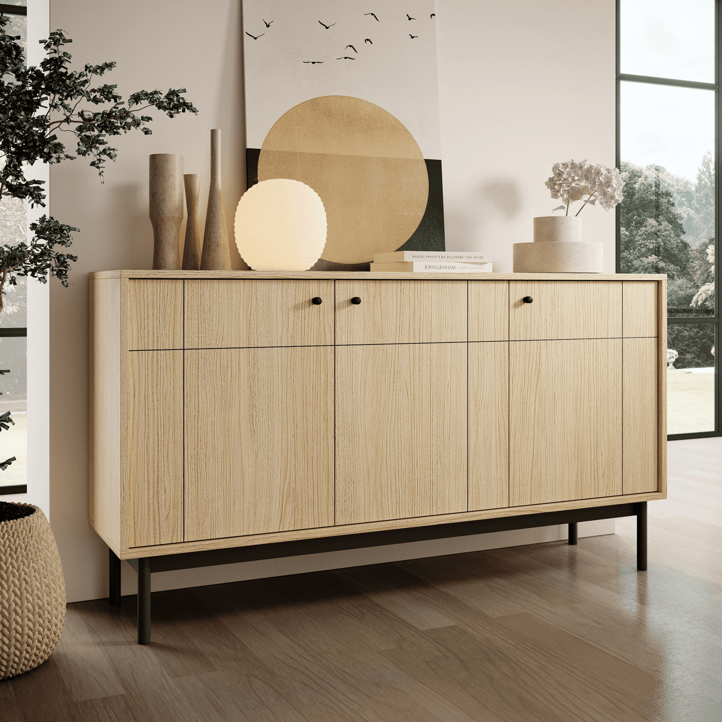 Komoda Amani 154 cm dąb linea