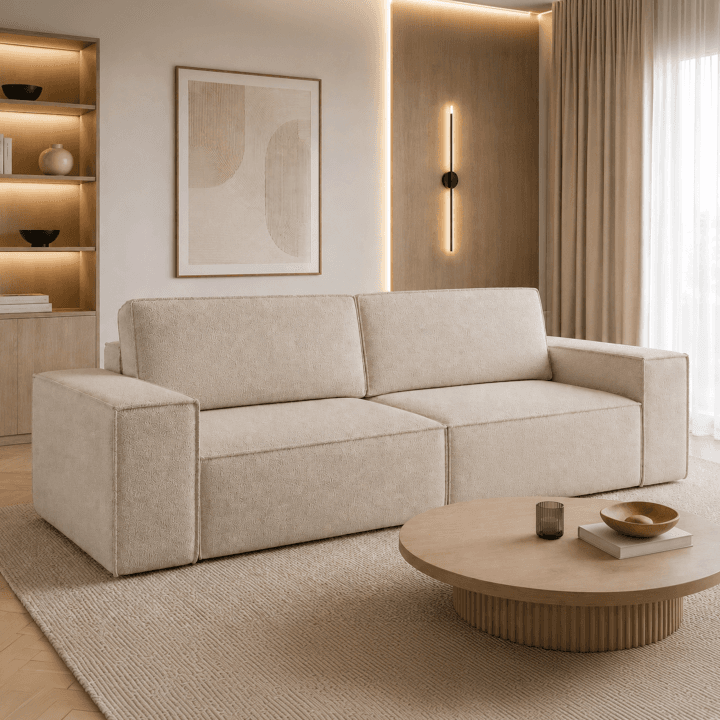Elegancka sofa ARON S z funkcją spania | Rozkładana | Tkanina Bella 05 - zdjęcie 2