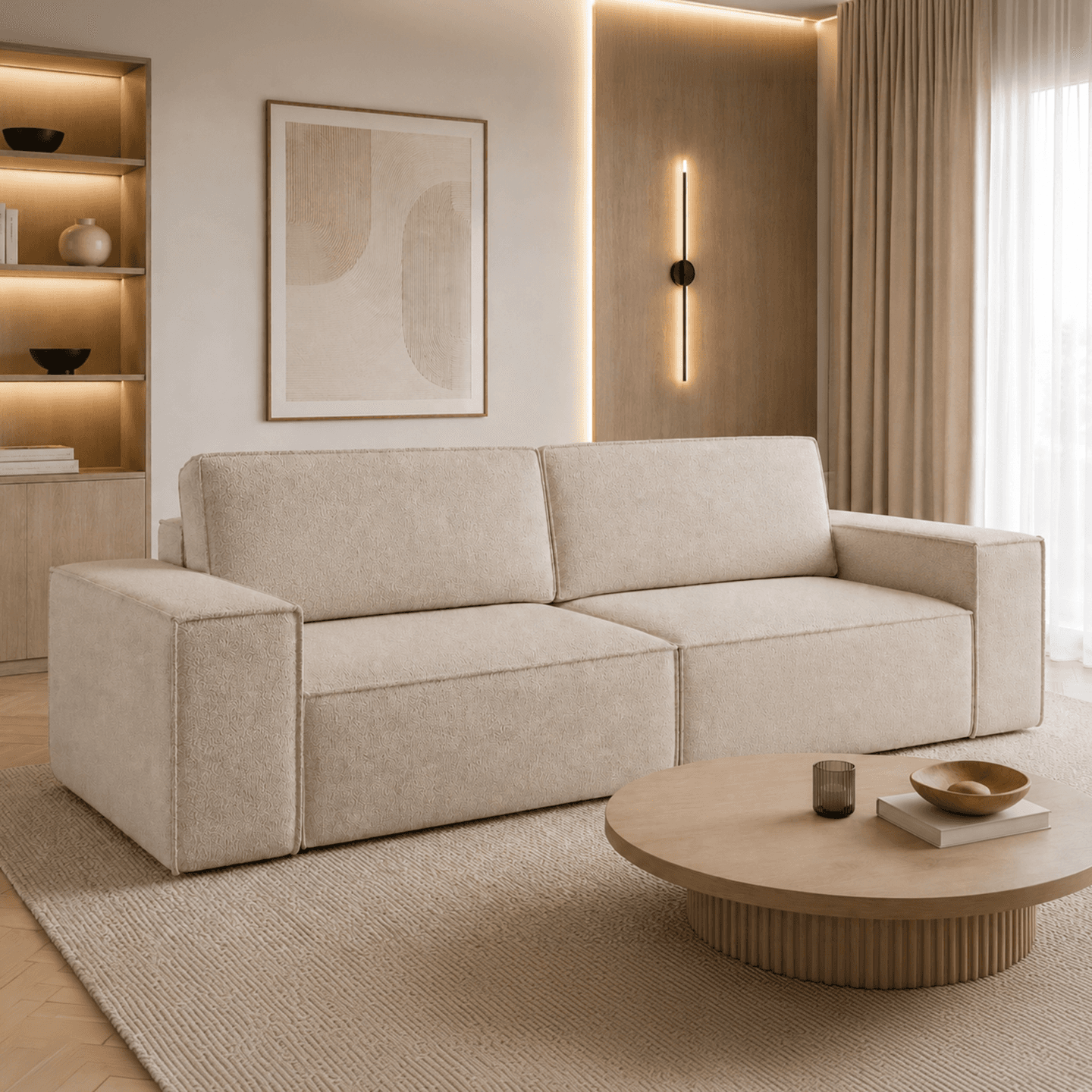 Elegancka sofa ARON S z funkcją spania | Rozkładana | Tkanina Bella 05
