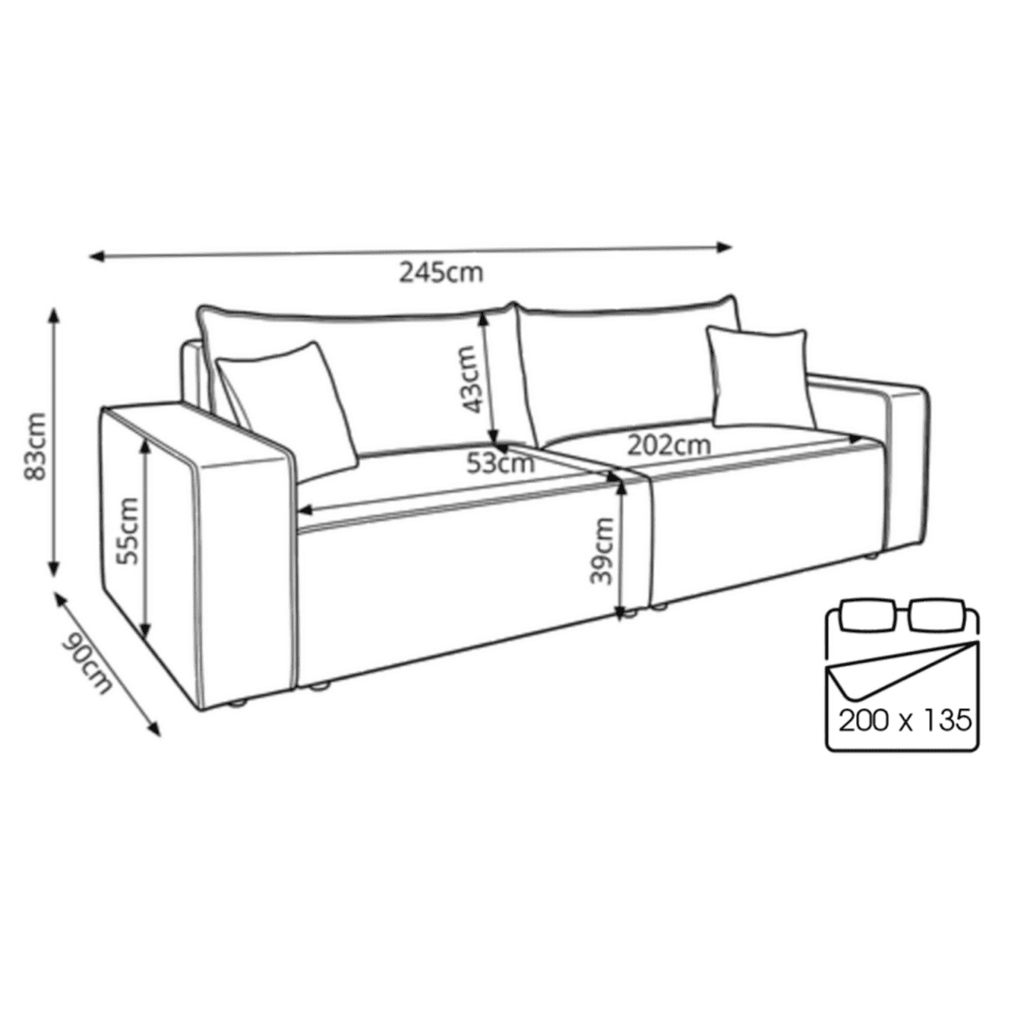 Elegancka sofa ARON S z funkcją spania | Rozkładana | Tkanina Bella 05