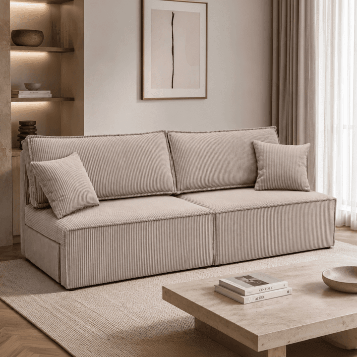 Nowoczesna sofa ARON S MINI do salonu | Rozkładana | Tkanina Tilia 03 - zdjęcie 2
