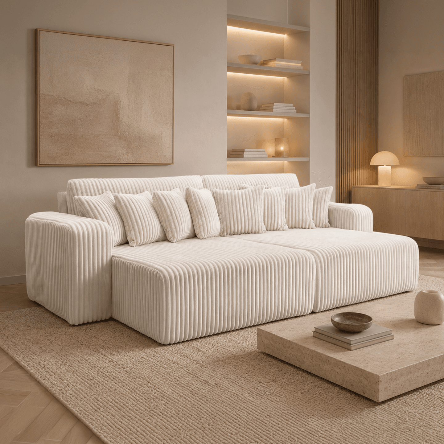 Wygodna sofa FIORO S z poduszkami i funkcją spania | Tkanina Tilia 90