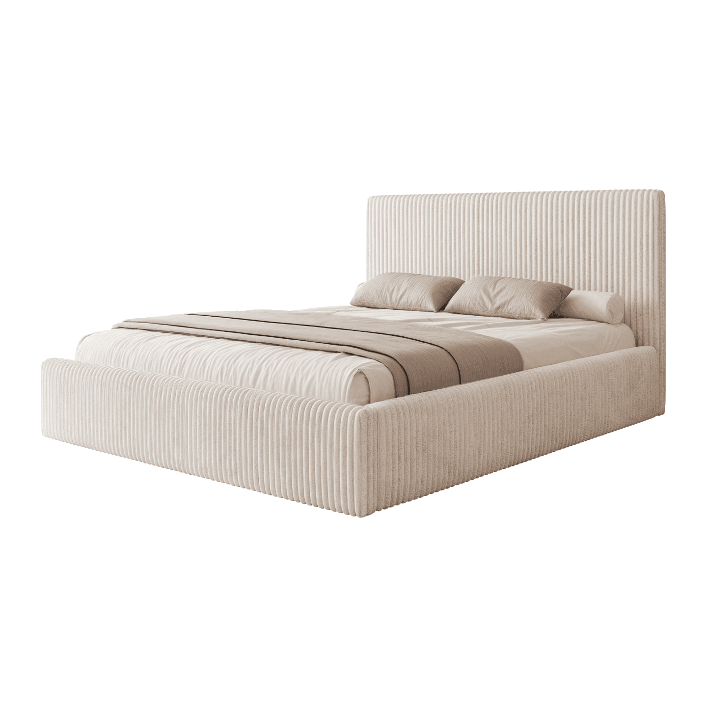 Nowoczesne łóżko tapicerowane Sora ze schowkiem na pościel