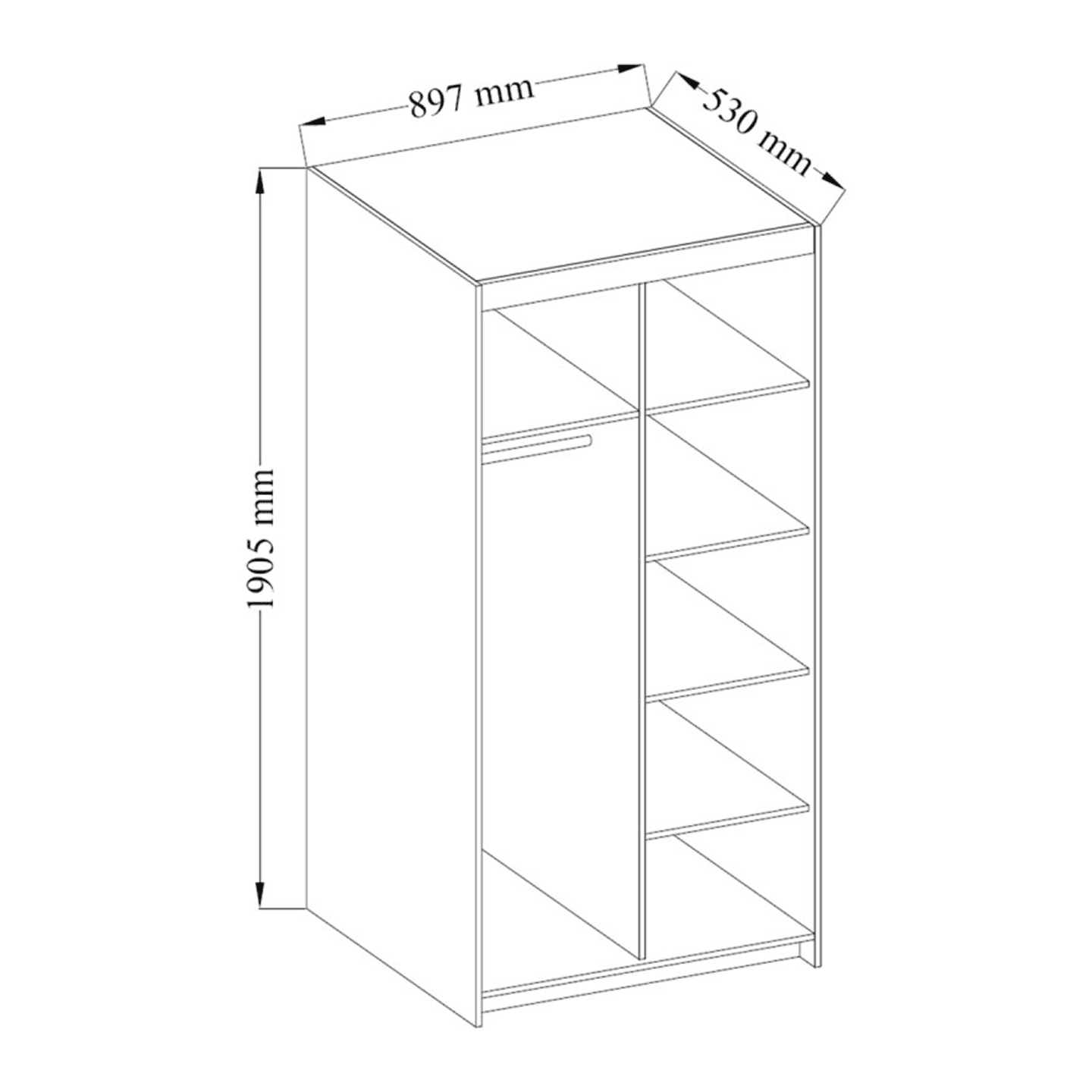 Szafa dwudrzwiowa z lustrem Lopez Beż piaskowy