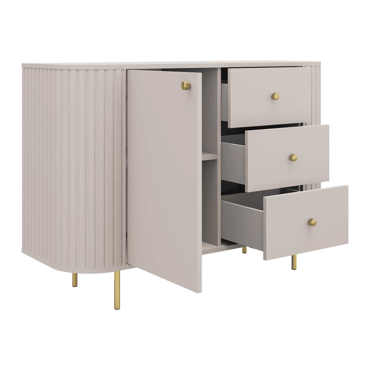 Komoda Fiero 123 cm trzy szuflady Beż piaskowy