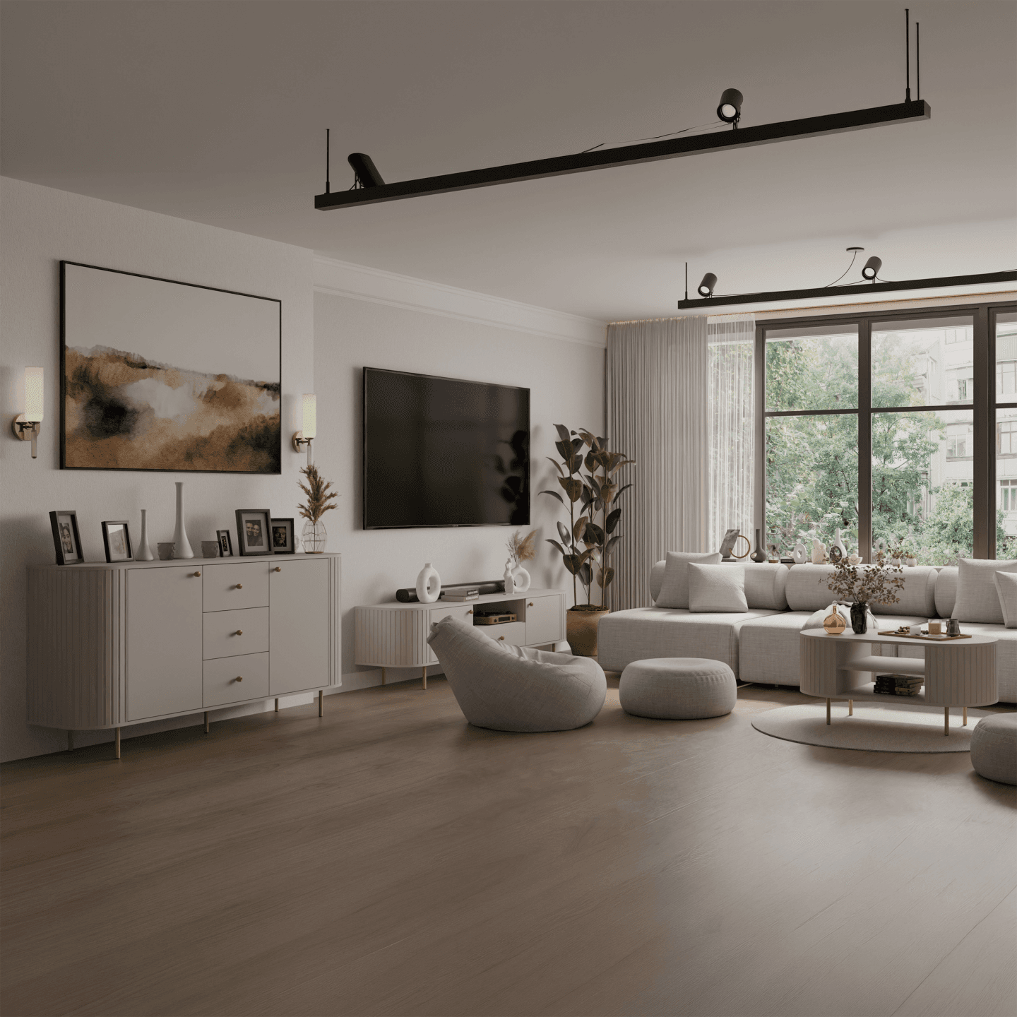 Komoda Fiero 165 cm trzy szuflady Beż piaskowy