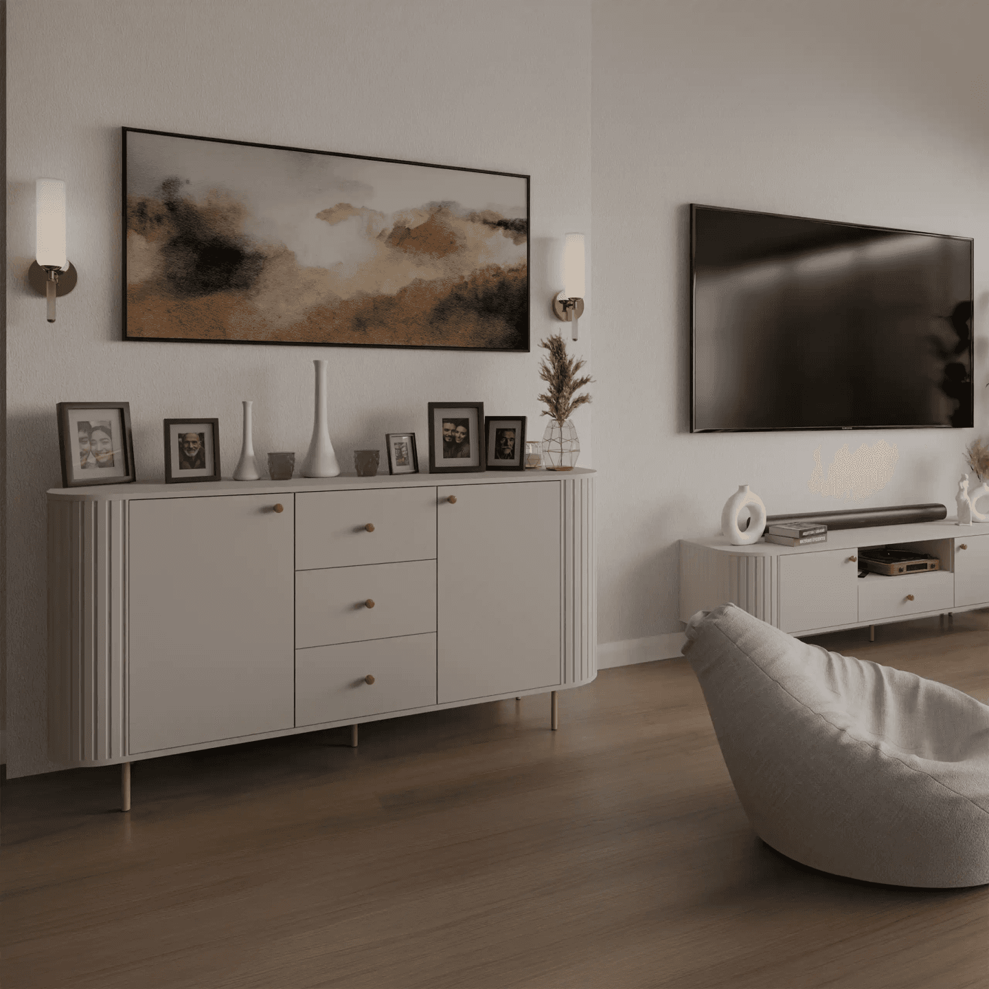 Komoda Fiero 165 cm trzy szuflady Beż piaskowy