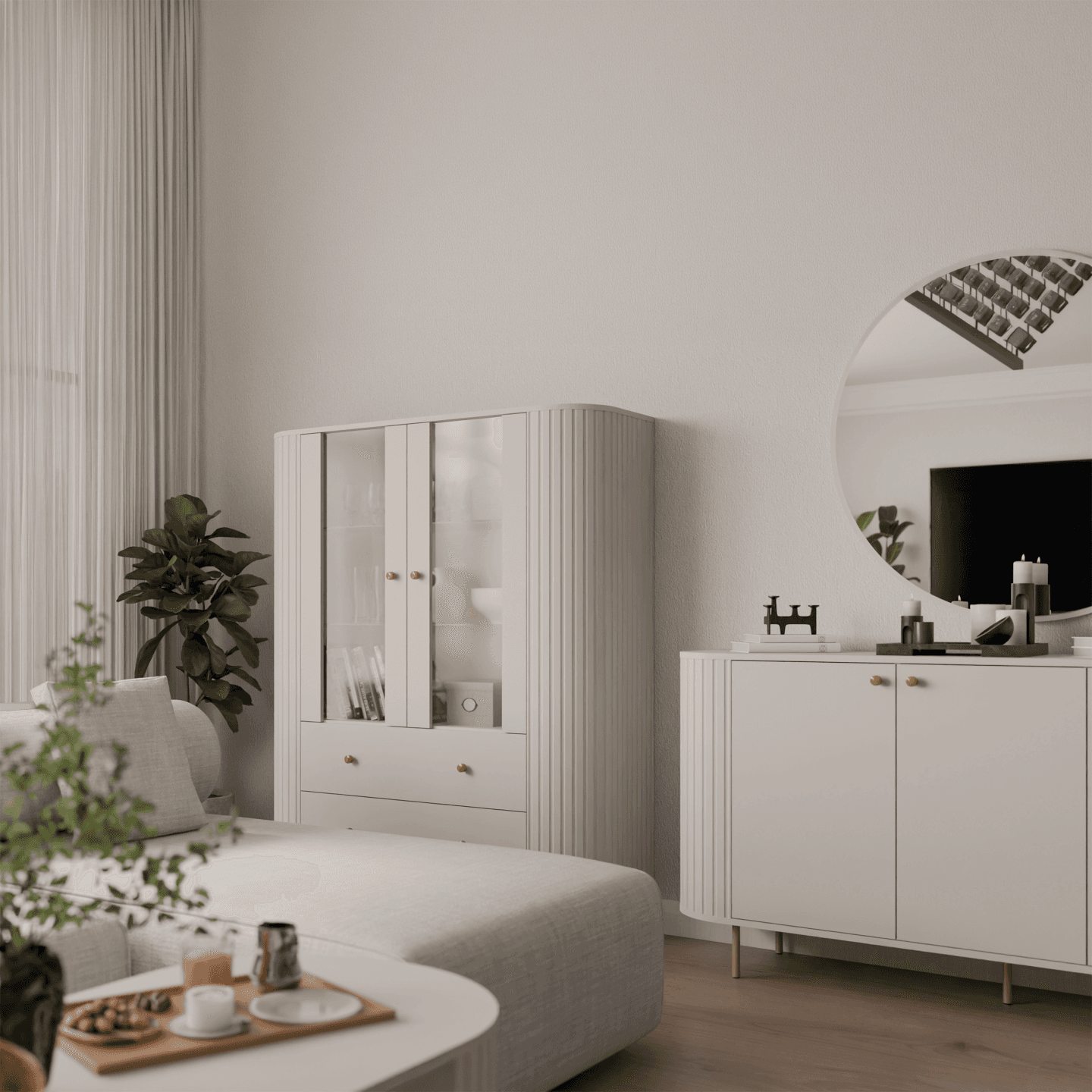 Witryna Fiero 123 cm Beż piaskowy