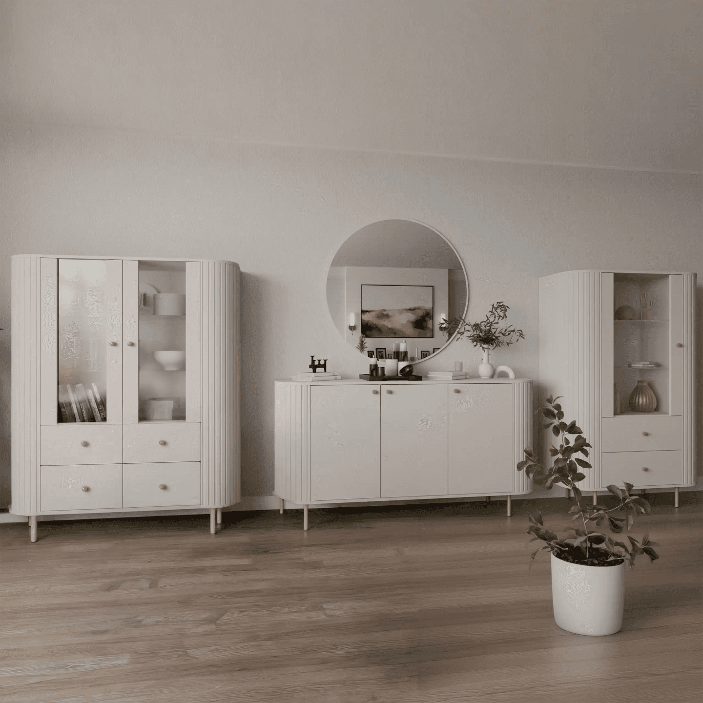 Witryna Fiero 123 cm Beż piaskowy
