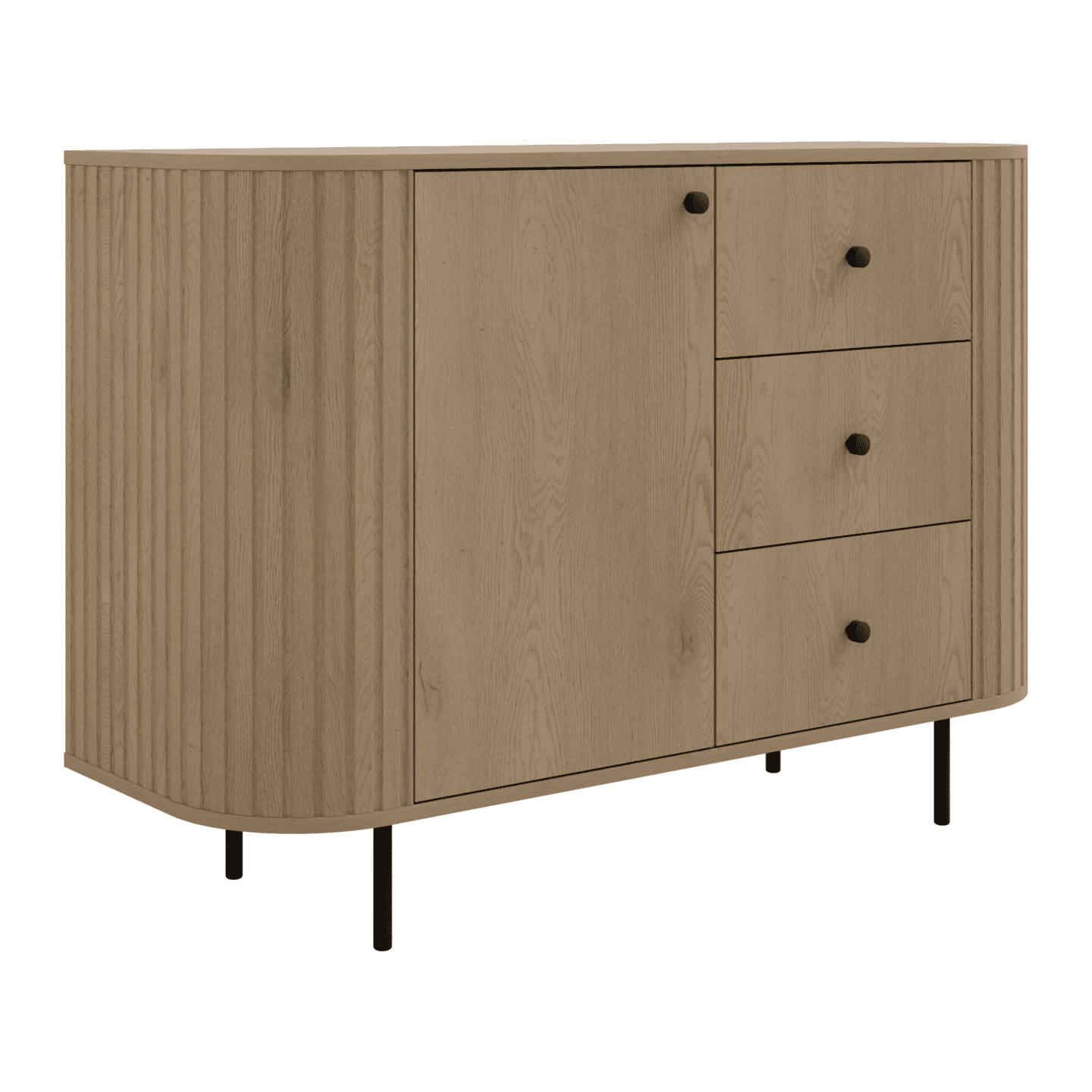 Komoda Fiero 123 cm trzy szuflady Dąb cremona