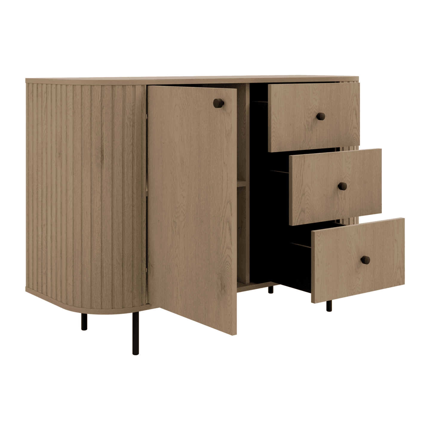 Komoda Fiero 123 cm trzy szuflady Dąb cremona