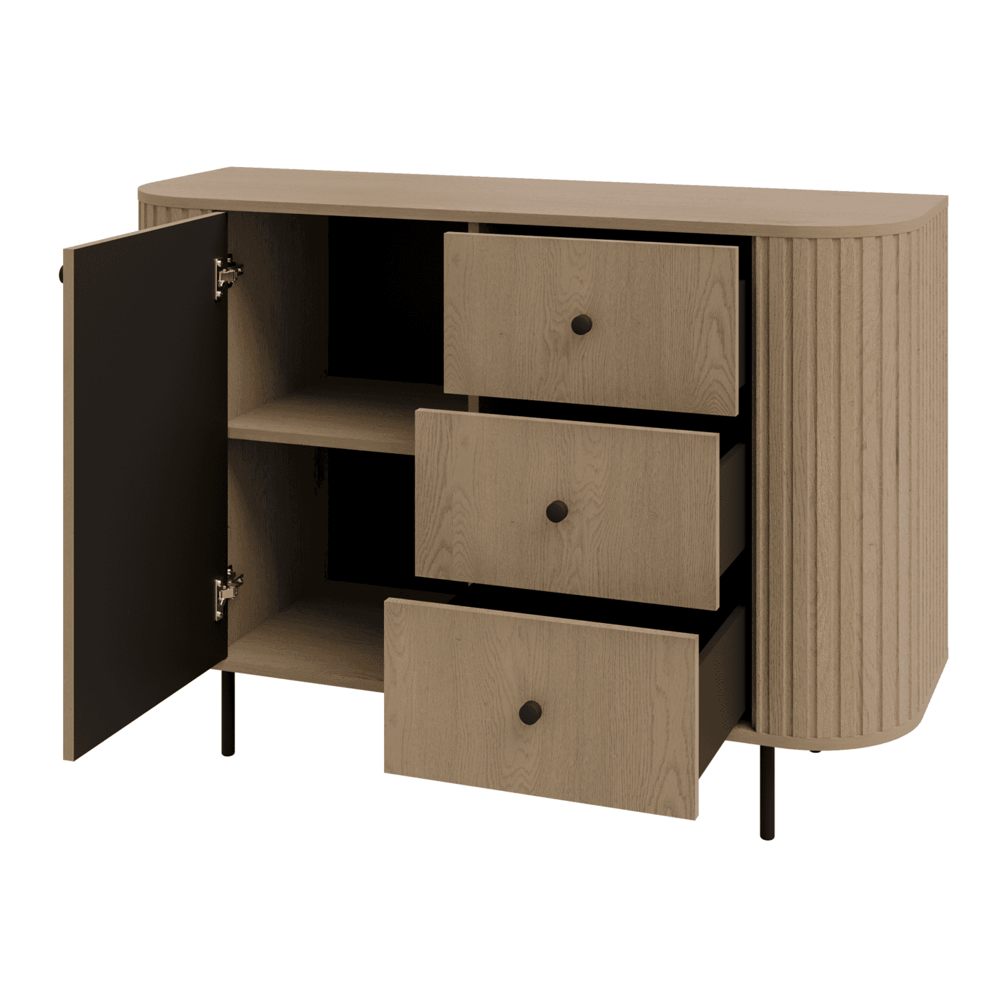 Komoda Fiero 123 cm trzy szuflady Dąb cremona