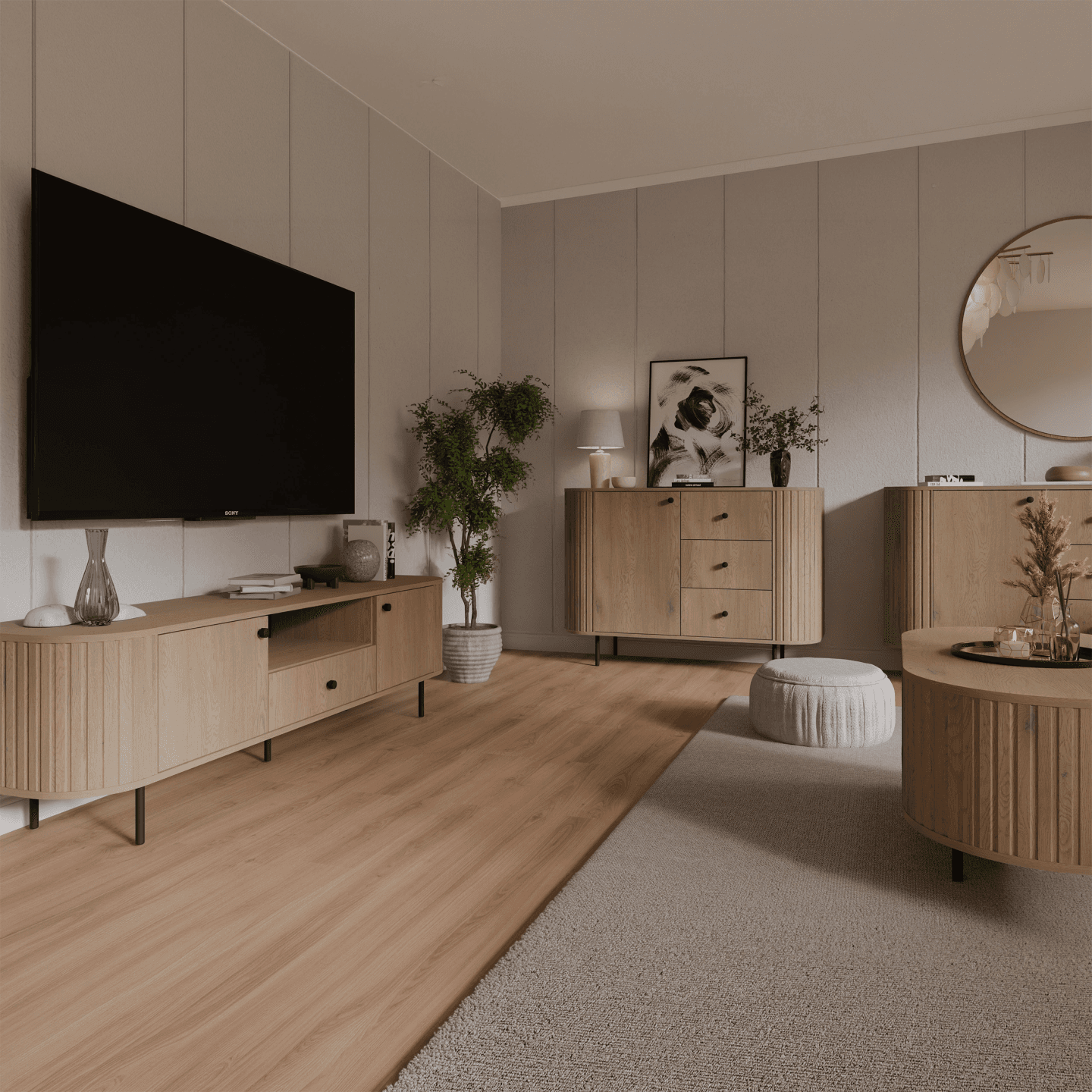 Komoda Fiero 123 cm trzy szuflady Dąb cremona