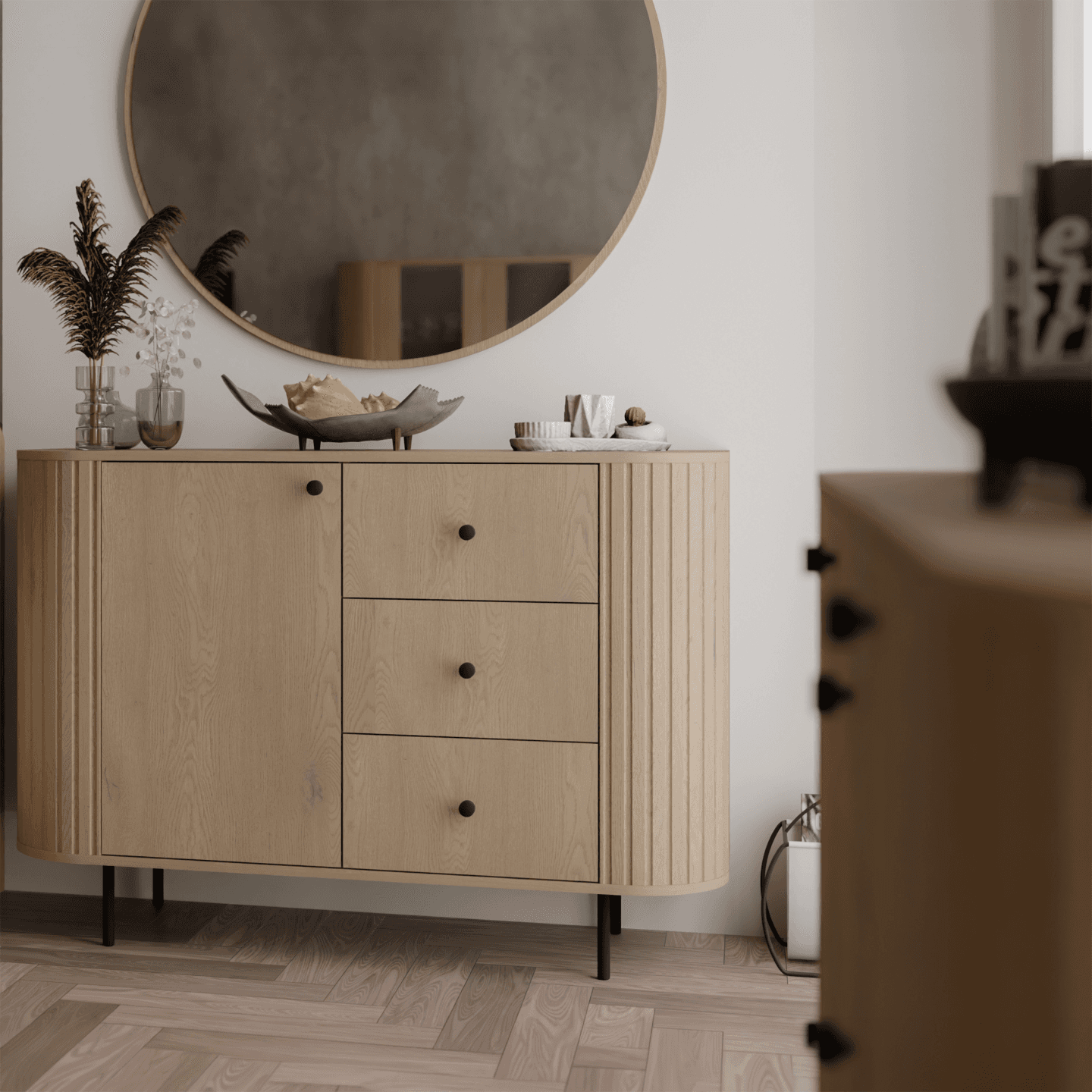 Komoda Fiero 123 cm trzy szuflady Dąb cremona