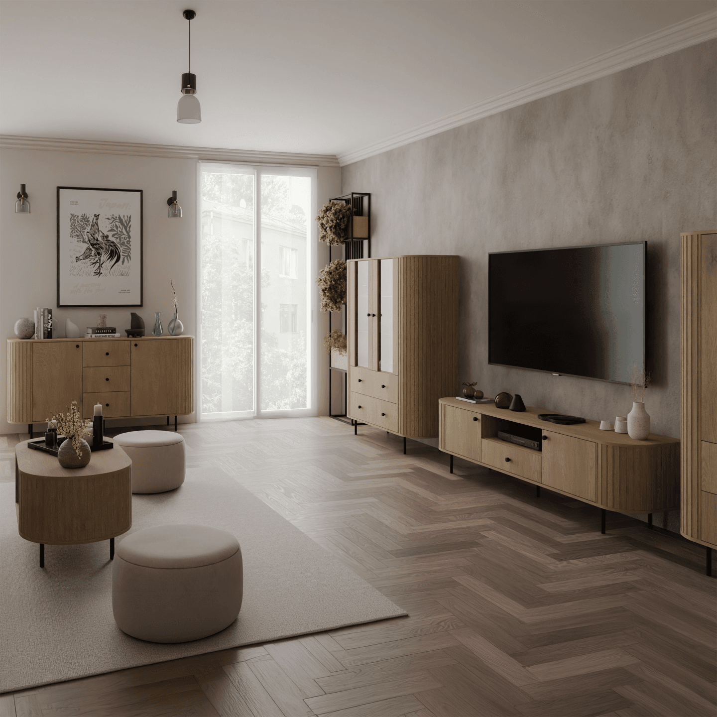 Komoda Fiero 165 cm trzy szuflady Dąb cremona