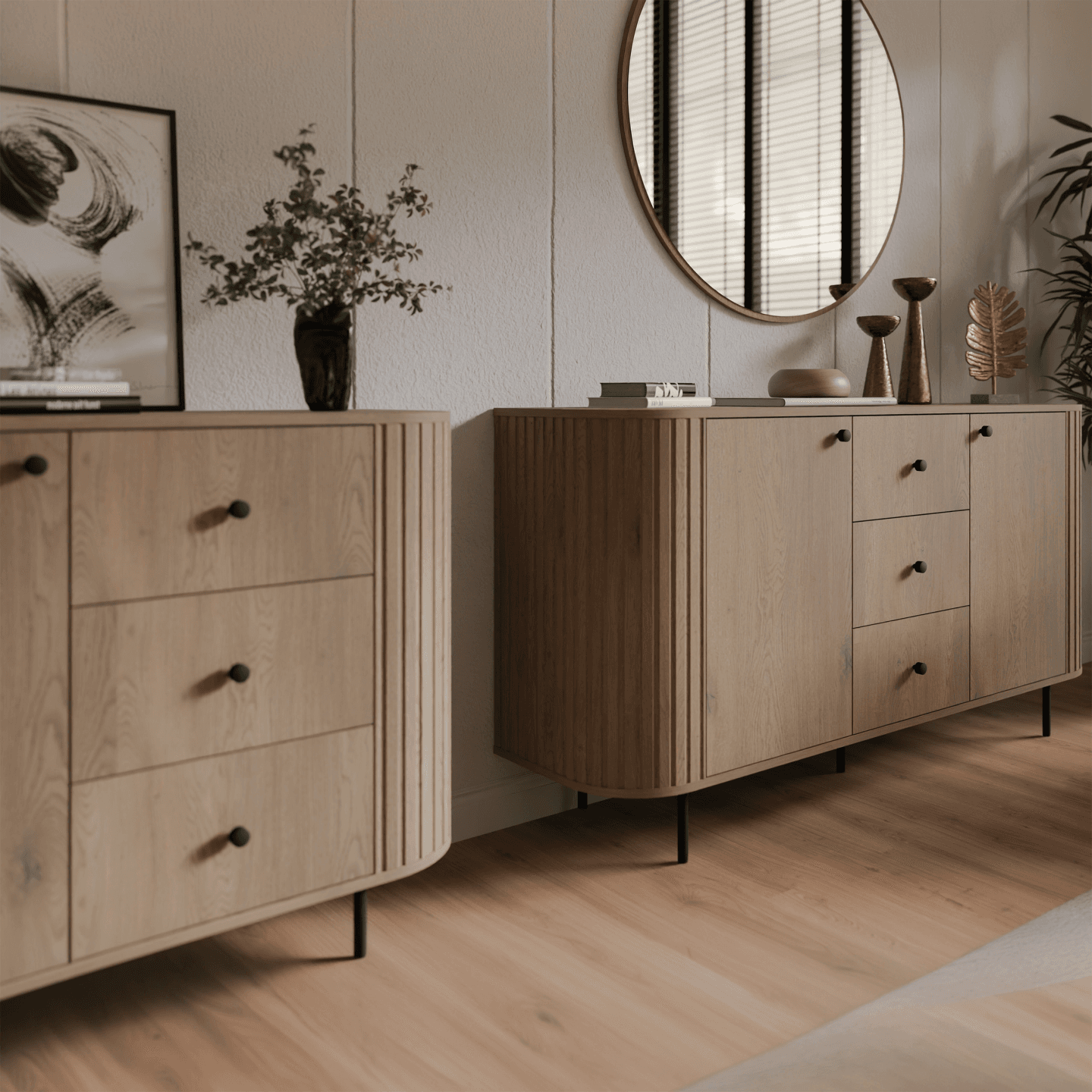 Komoda Fiero 165 cm trzy szuflady Dąb cremona