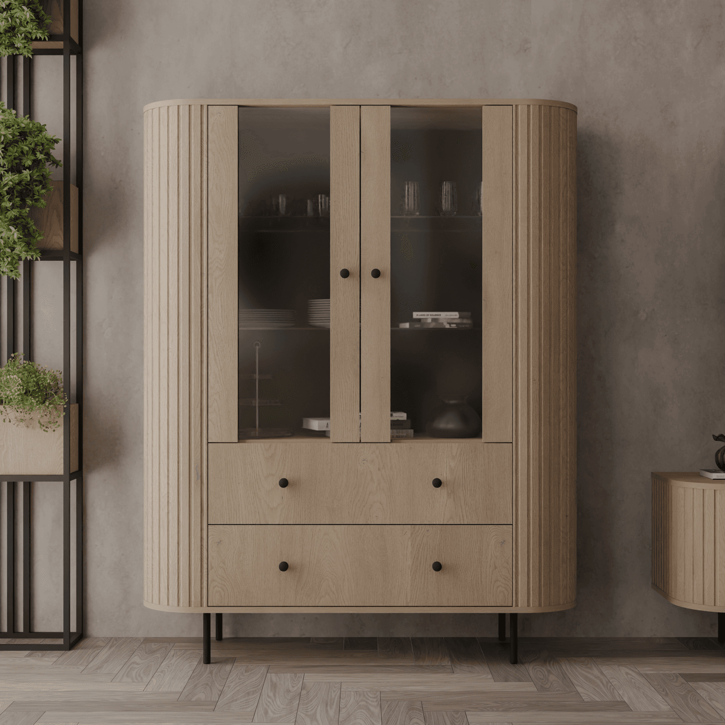 Witryna Fiero 123 cm Dąb cremona