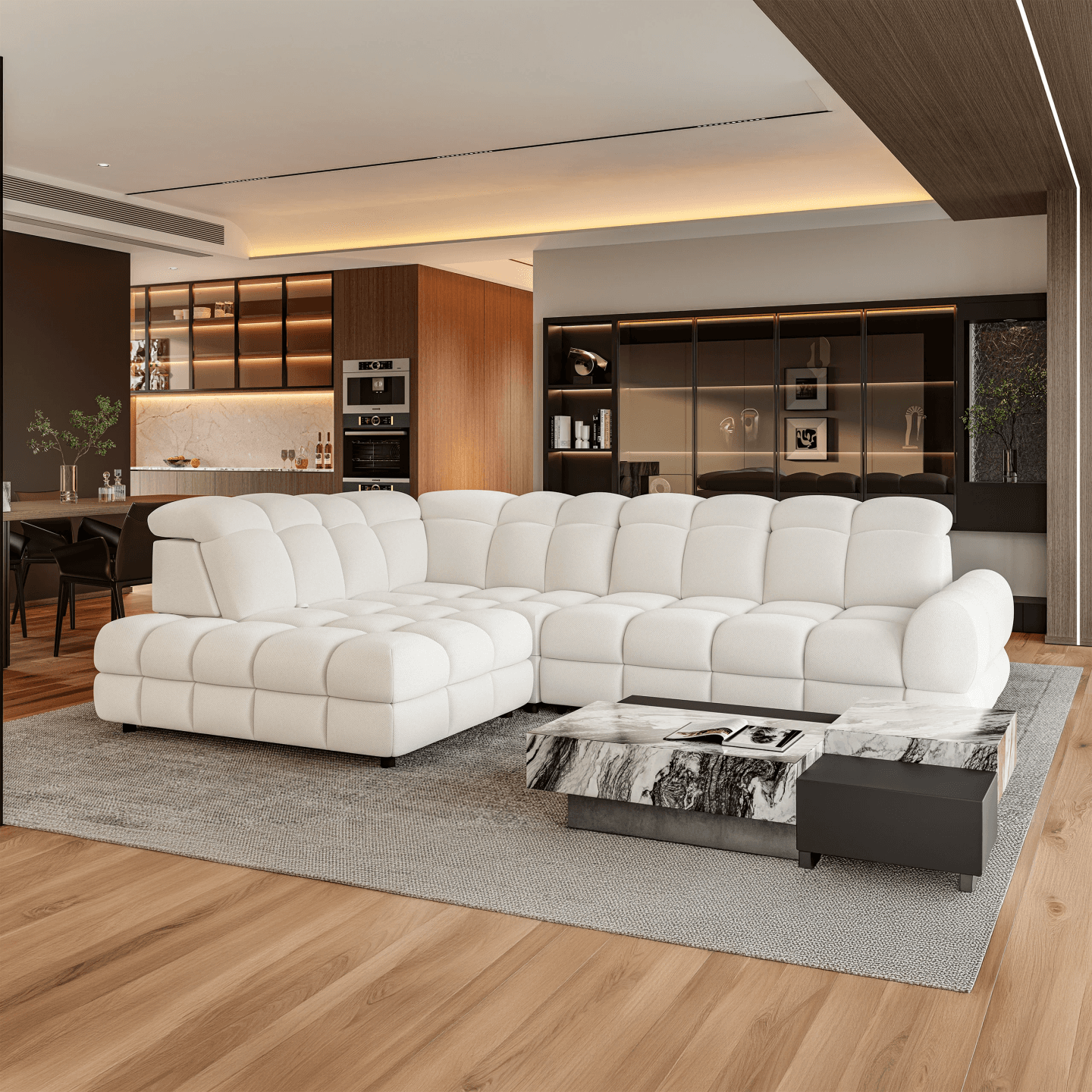 TOLLO L pikowany narożnik z regulowanymi zagłówkami