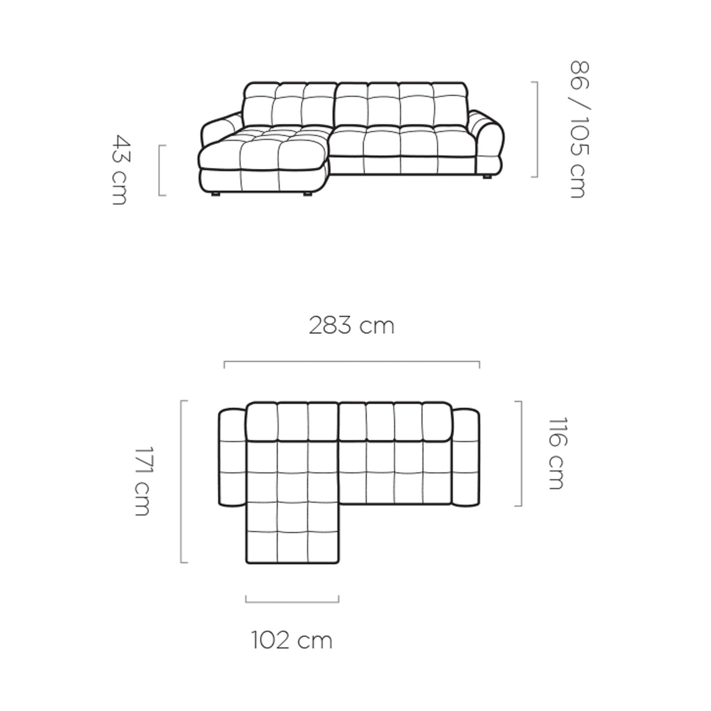 Narożnik TOLLO MINI z funkcją spania i regulacją zagłówków