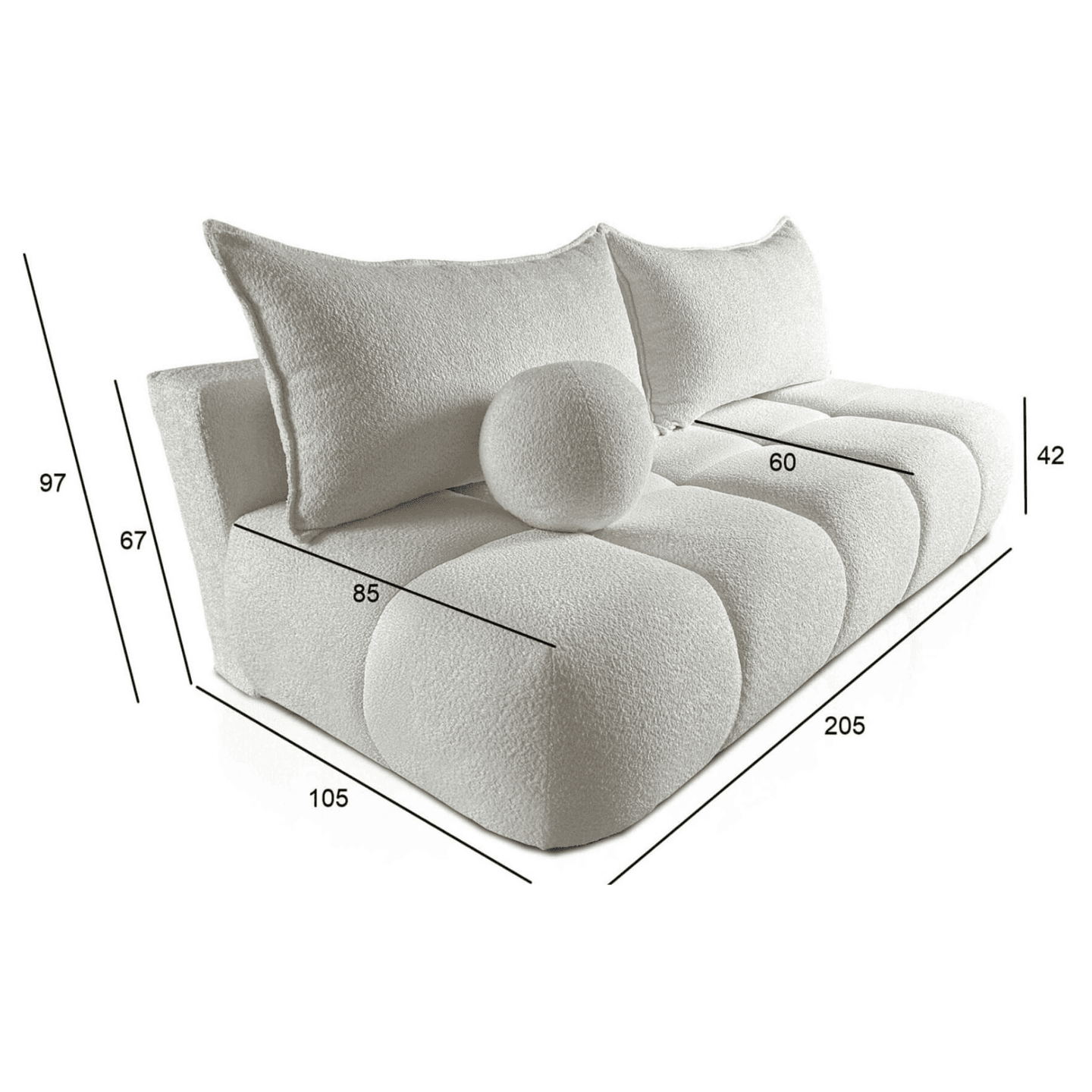Luksusowa Sofa COCO MINI kompaktowa z poduszkami | Tkanina Aphrodite 3