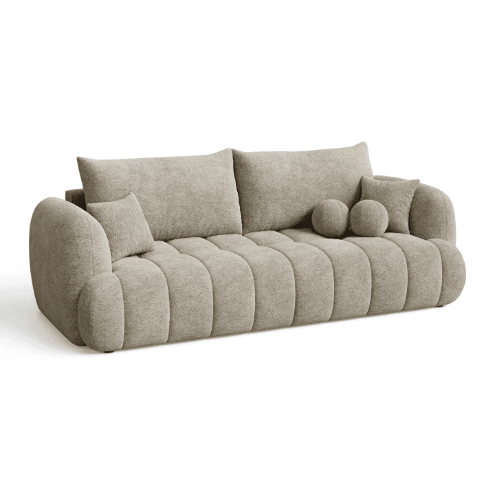 Luksusowa Sofa COCO 2 rozkładana do salonu z poduszkami | Tkanina Fredo 05