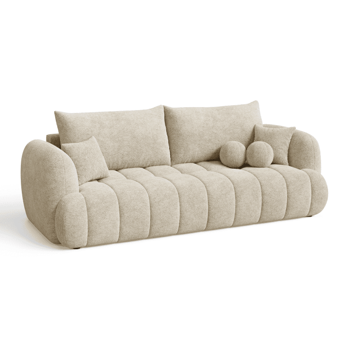 Elegancka Sofa COCO 2 rozkładana z poduszkami do salonu | Tkanina Fredo 10