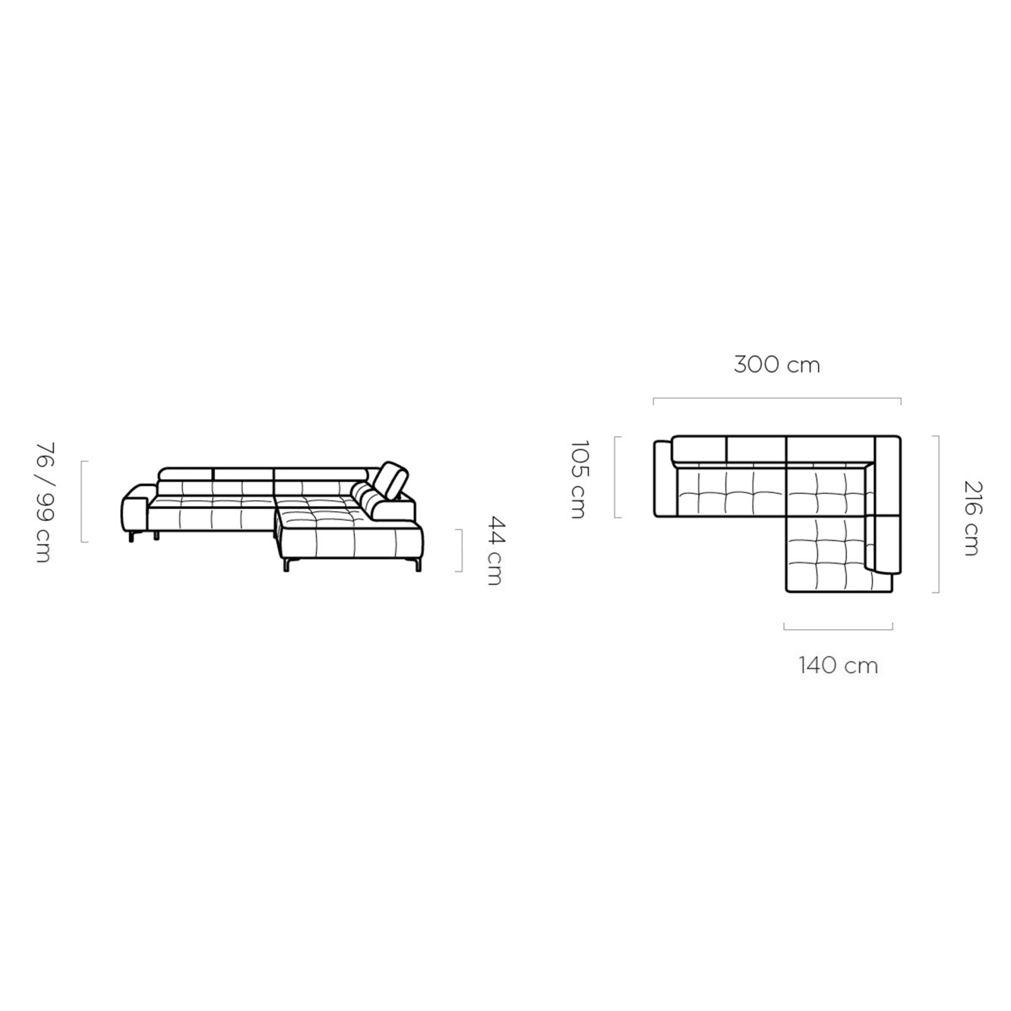 Narożnik Plaza L grafitowy