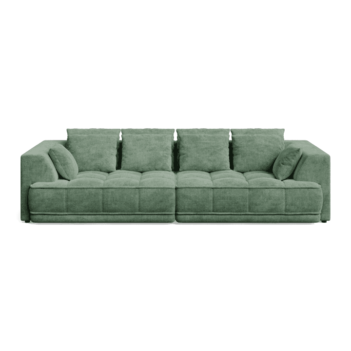 Sofa TIGA elegancka z funkcją spania, pikowaniem i poduszkami