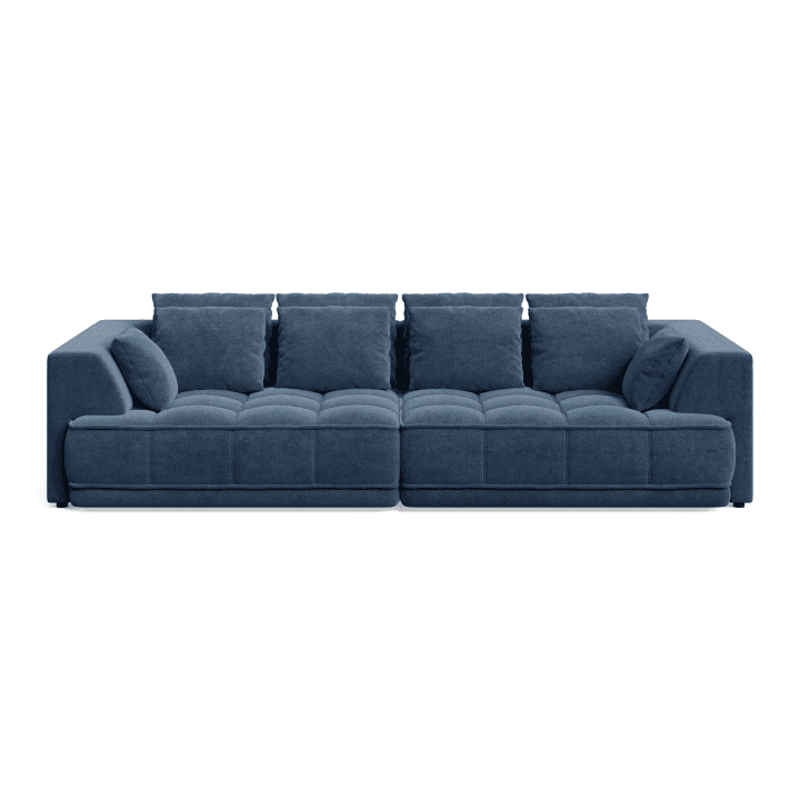 Sofa TIGA designerska z funkcją spania, pikowaniem i poduszkami