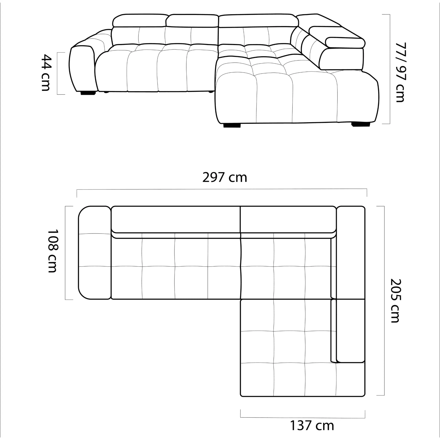 Narożnik elektryczny Bull L grafitowy, Eden 18