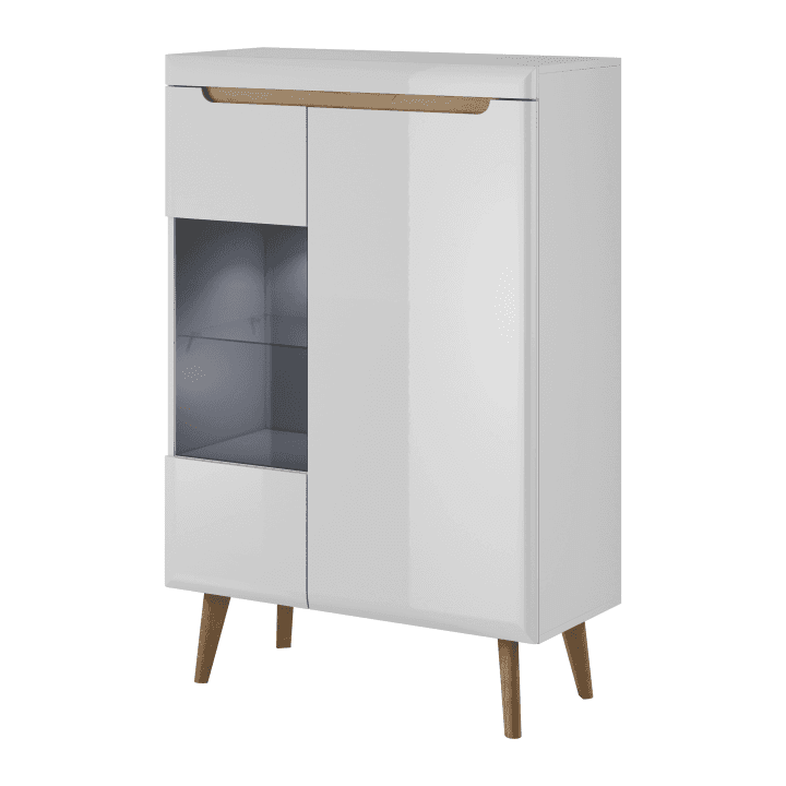 Witryna Solis 90 cm Biała + dąb riviera