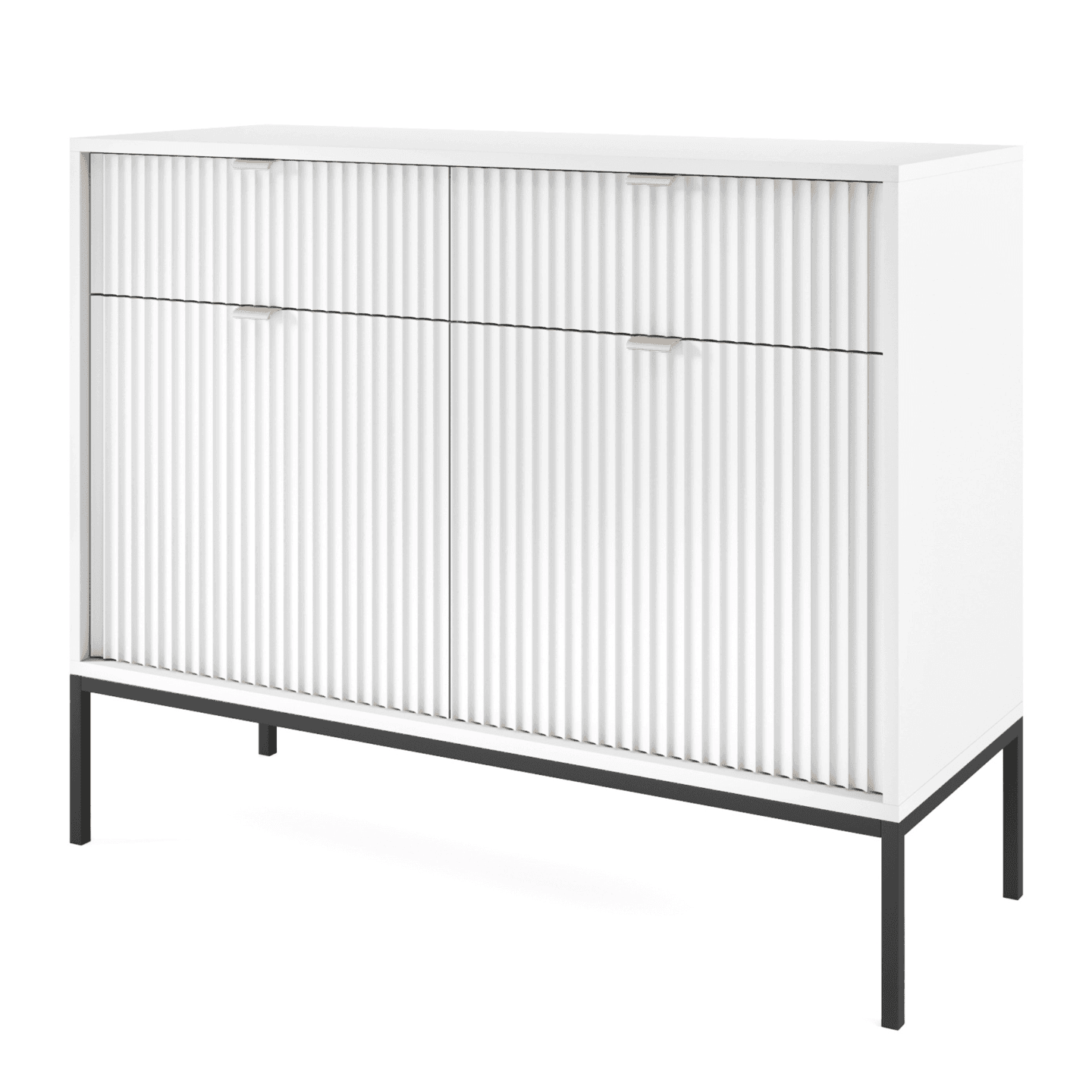 Komoda Crow 104 cm biała + czarne nóżki