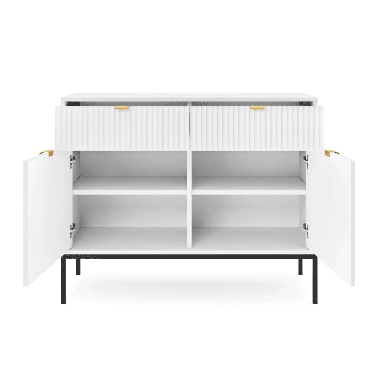 Komoda Crow 104 cm biała + czarne nóżki