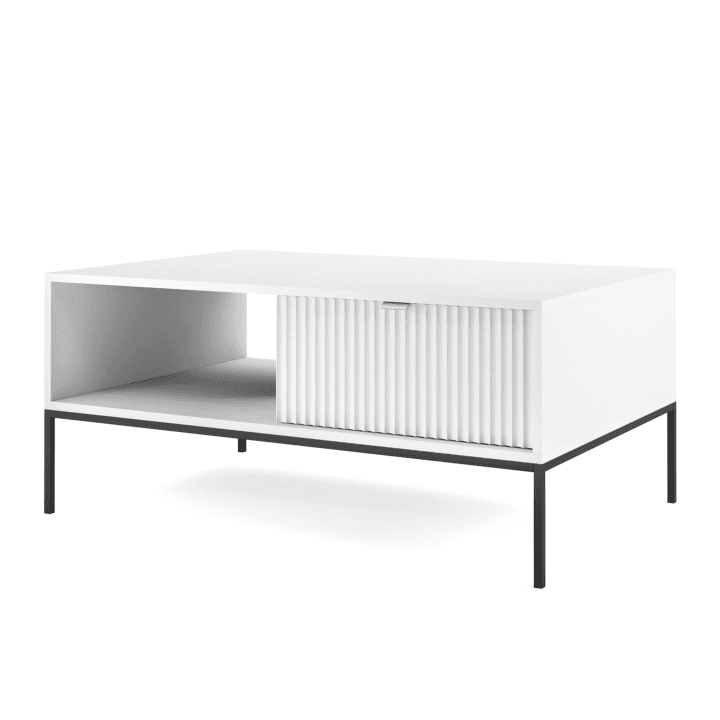 Stolik kawowy Crow 104 cm biały + czarny stelaż