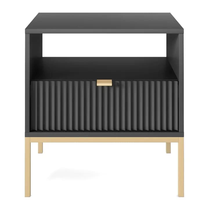 Stolik nocny Crow czarny + złote nóżki