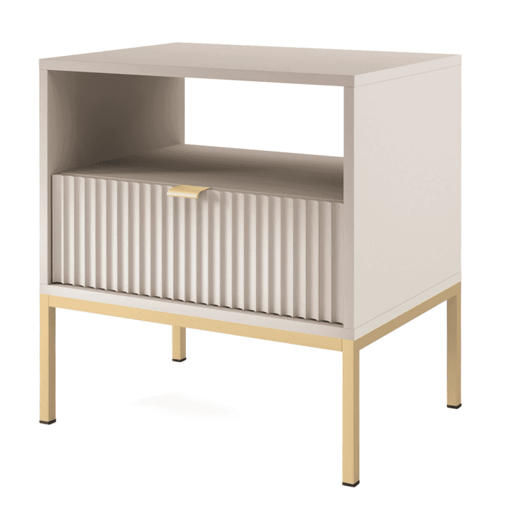 Stolik nocny Crow 54 cm kaszmir + złoty stelaż