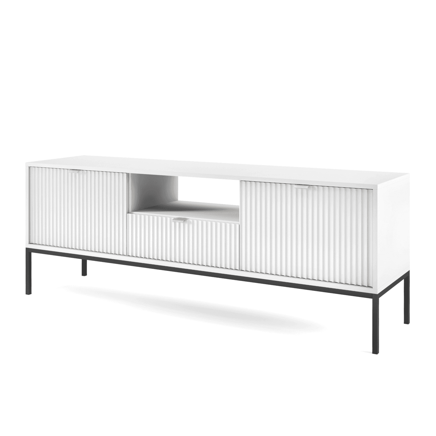 Szafka RTV Crow 154 cm biała + czarne nóżki