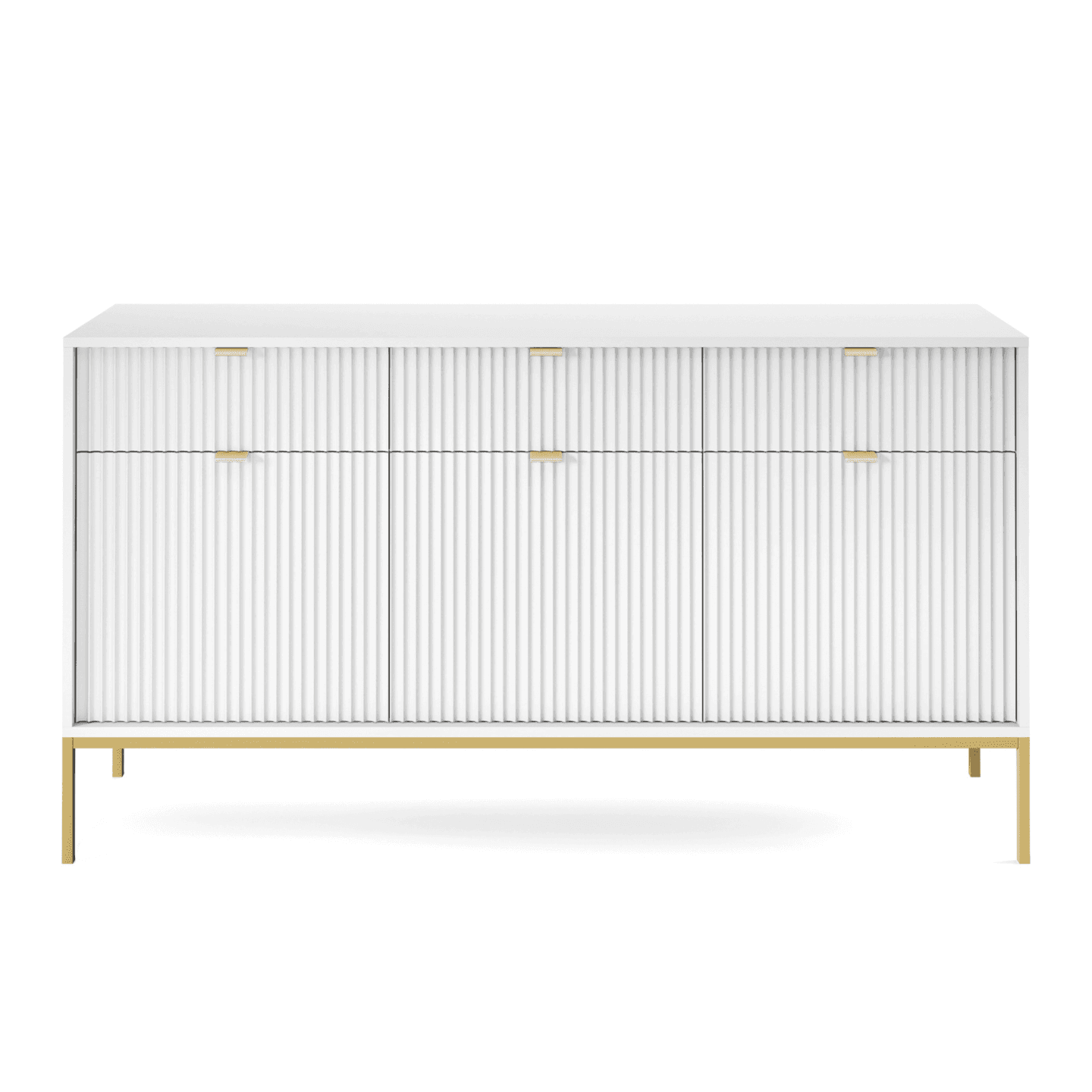 Komoda 154 cm Crow biała + złote nóżki