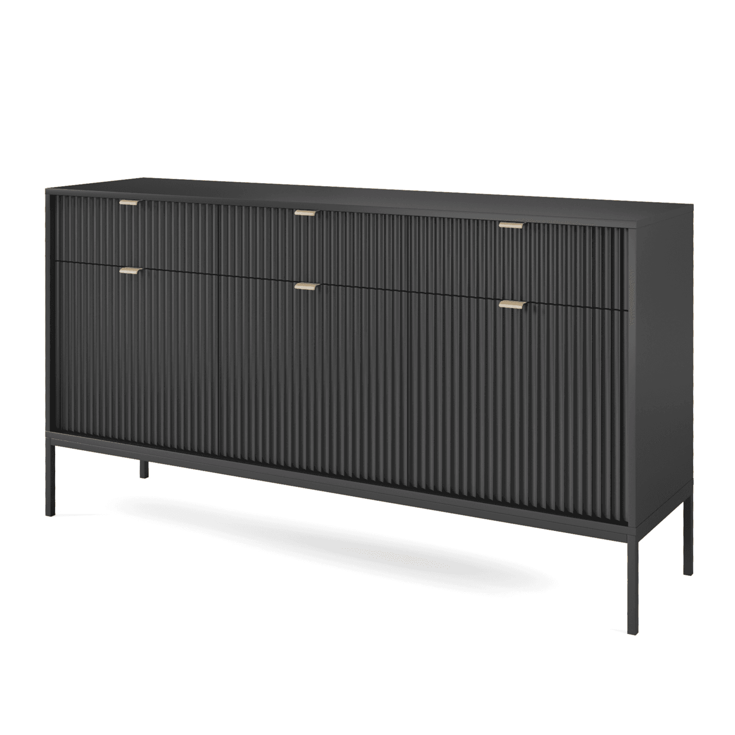 Komoda 154 cm Crow czarna + czarne nóżki